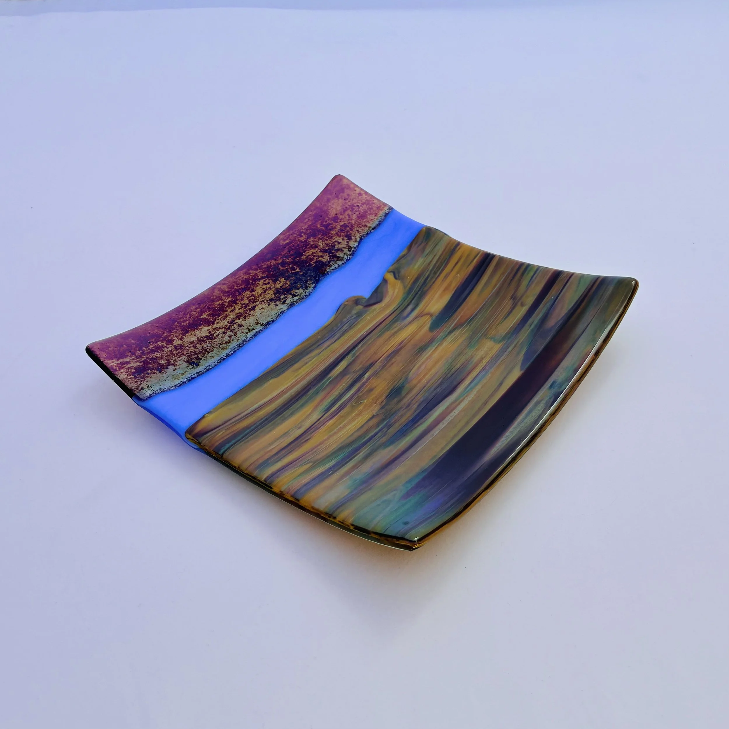 54 - CEREMONIAL  GLASS  PLATE 10" x 10" Food Safe