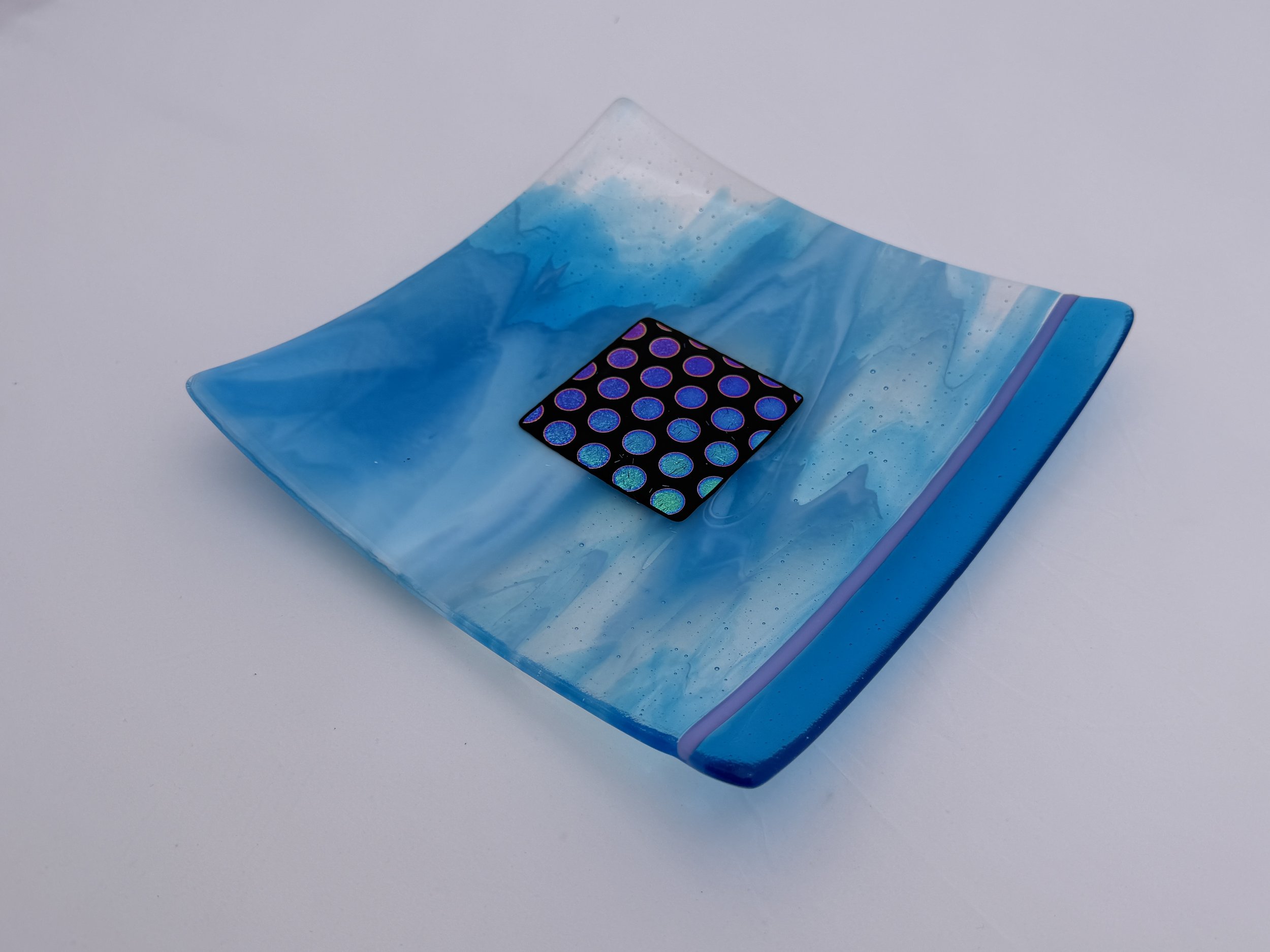11 - GLASS PLATTER,  12"x 12"  Decortaive