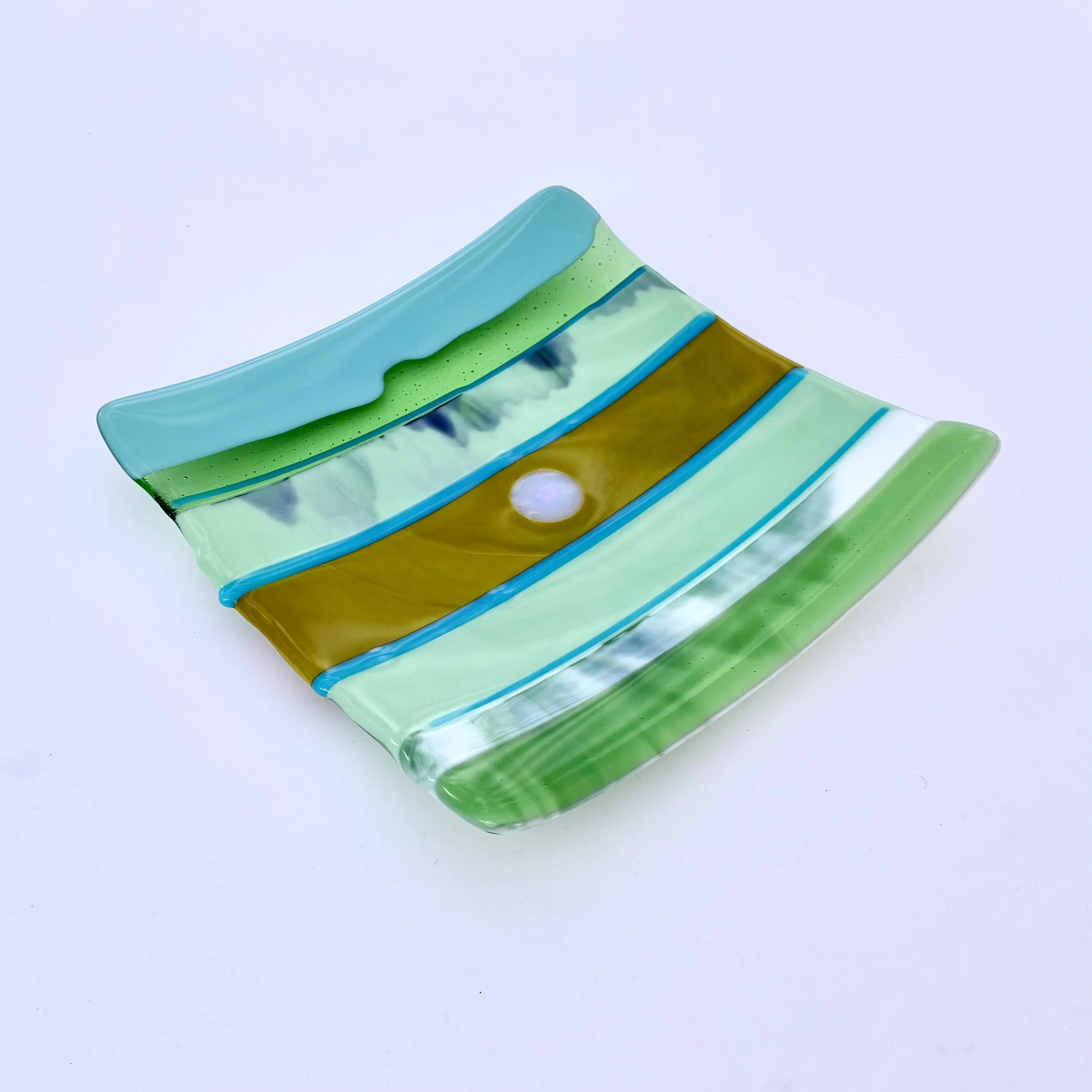 39- CEREMONIAL  GLASS  PLATE  10" x 10" Food Safe