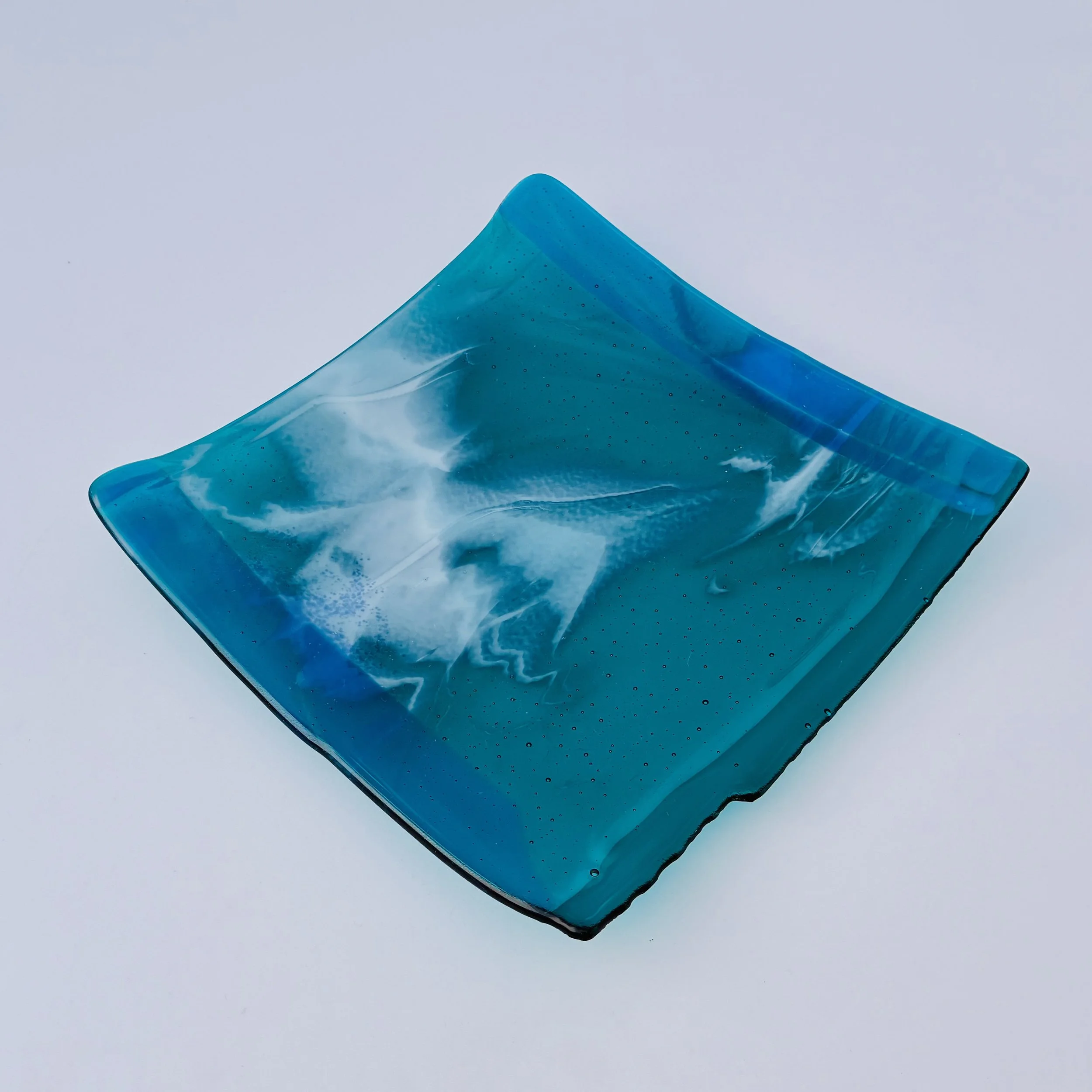 35 - CEREMONIAL  GLASS  PLATE  10" x 10" Food Safe