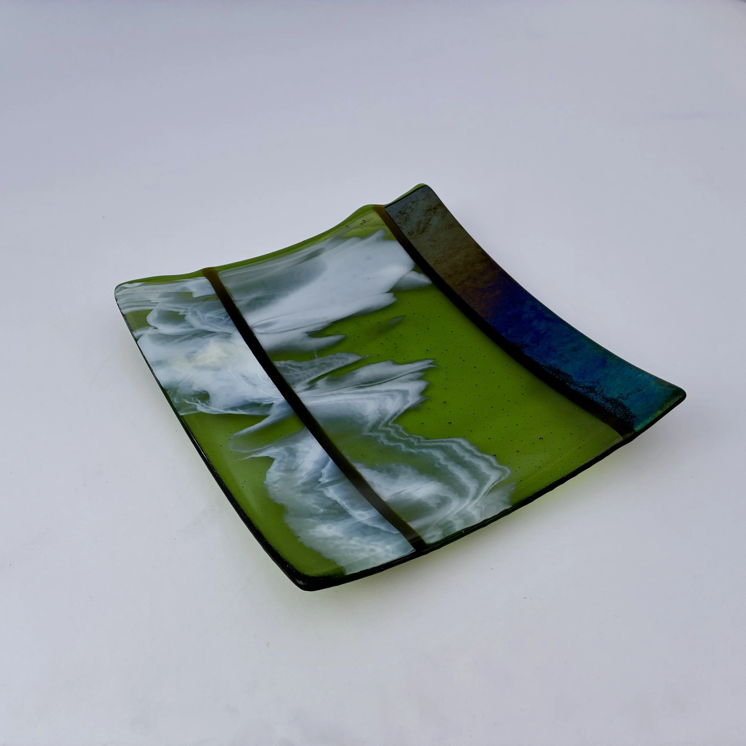 38 - CEREMONIAL  GLASS  PLATE 10" x 10" Food Safe