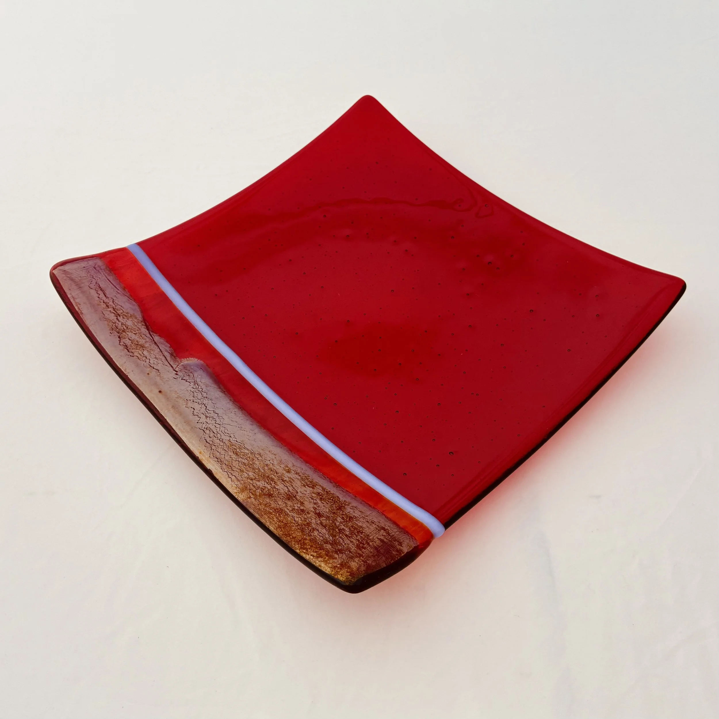 9 - CEREMONIAL  GLASS  PLATE  10"x 10"  Food Safe