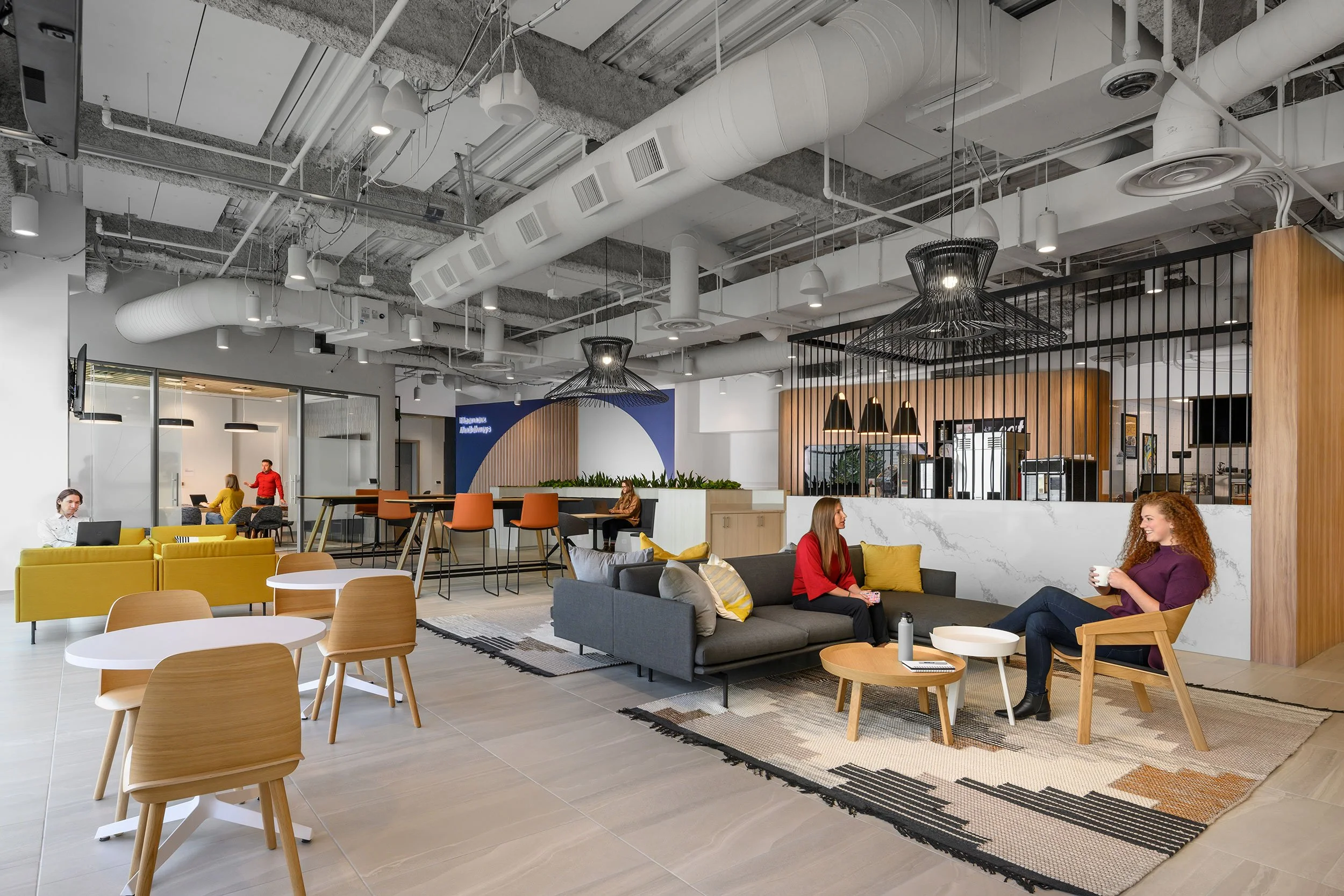 Modern office lounge interior architectural image showcasing the ability of Post Pro Creative's architectural image retouching.