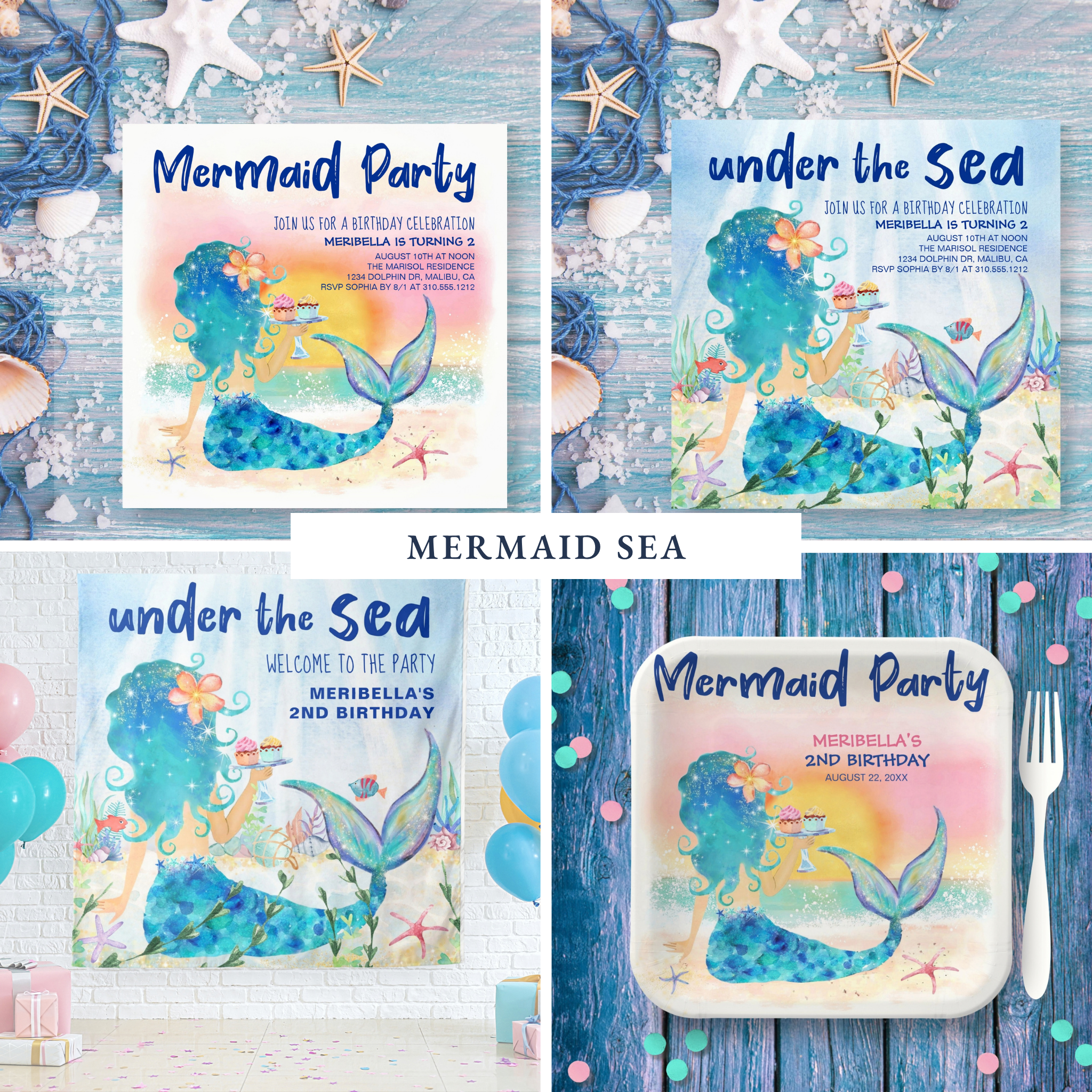 Mermaid Sea Beach Birthday Collection