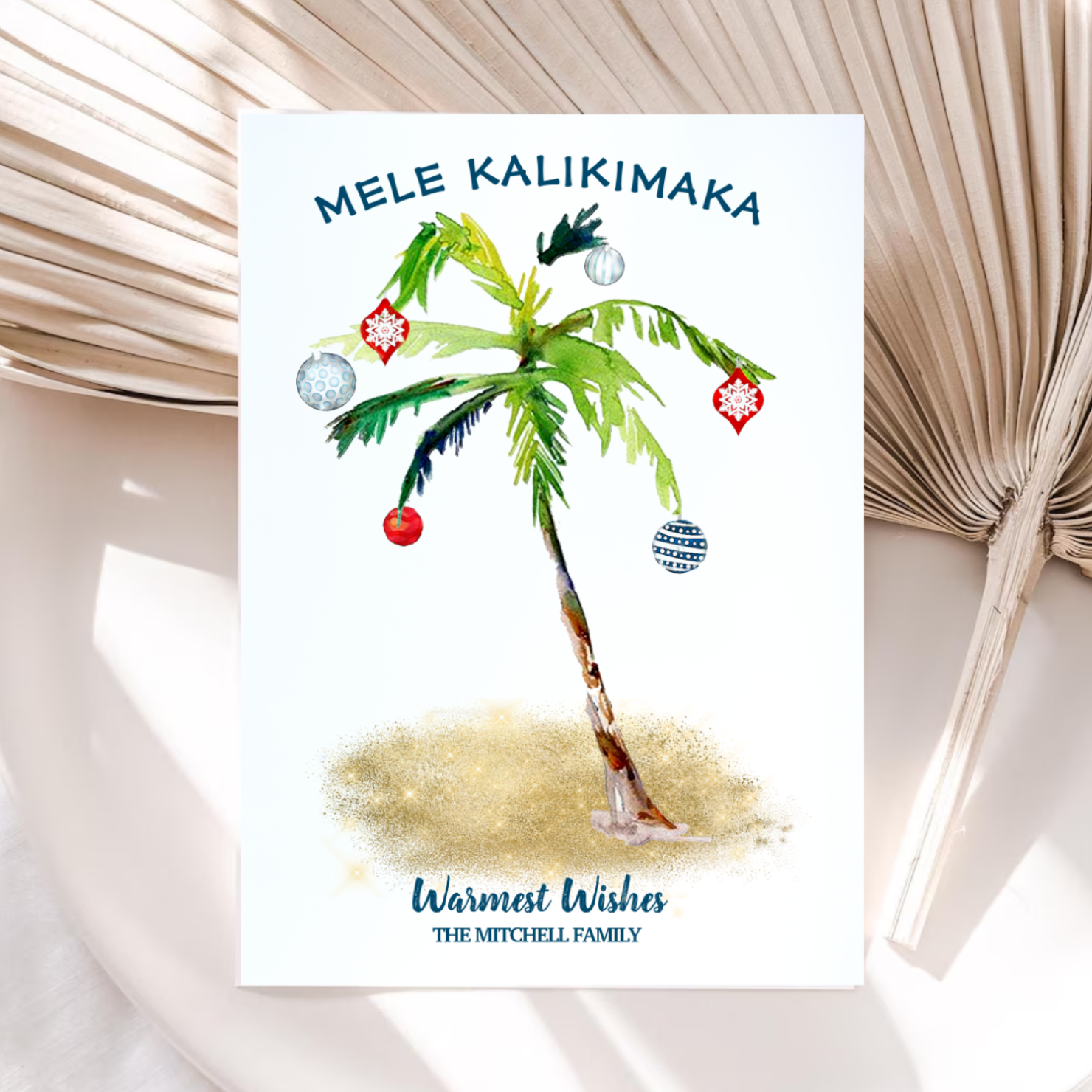 Tropical Mele Kalikimaka Palm Tree Christmas Card 🌴🎄