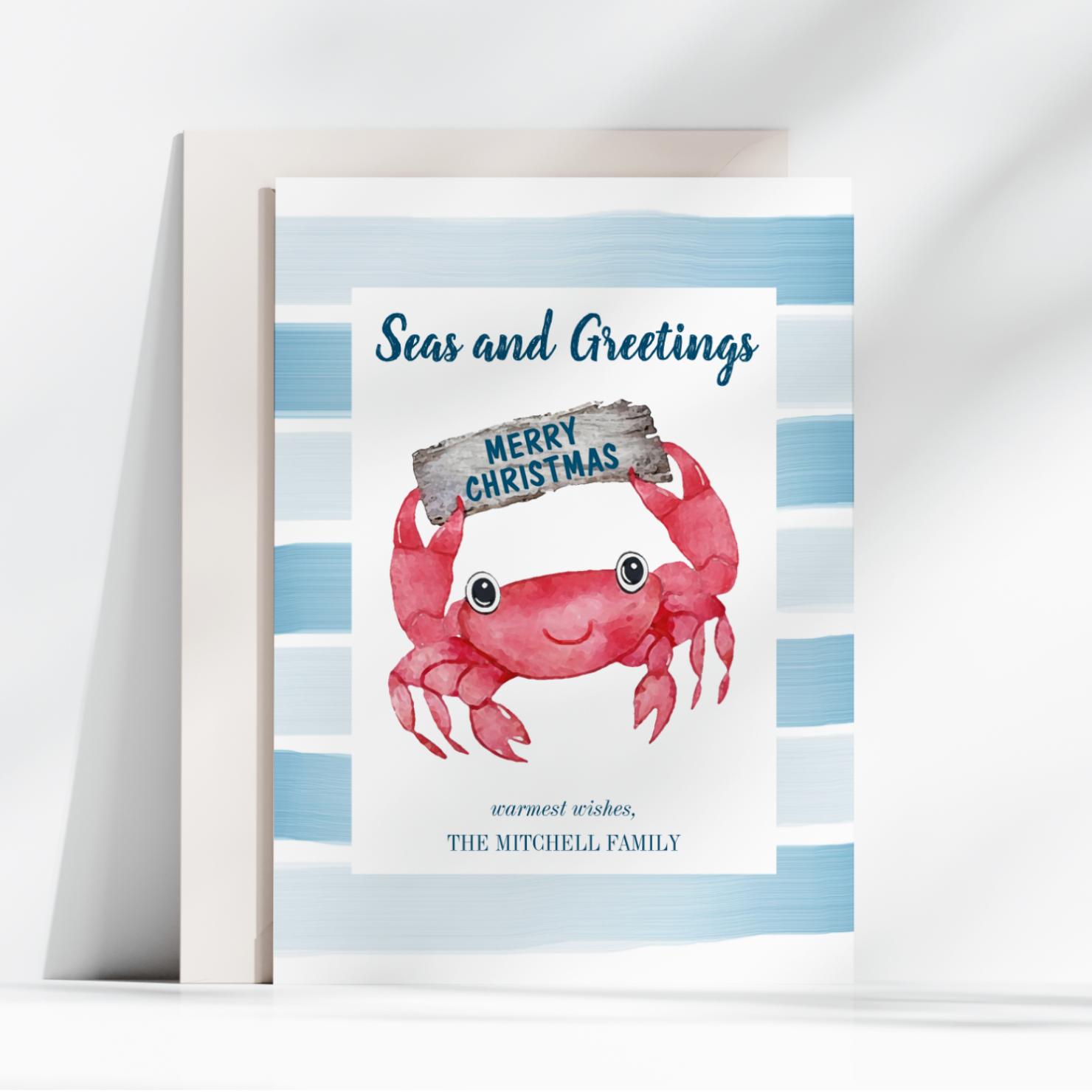 Seas & Greetings Crab Coastal Chrismtas Card