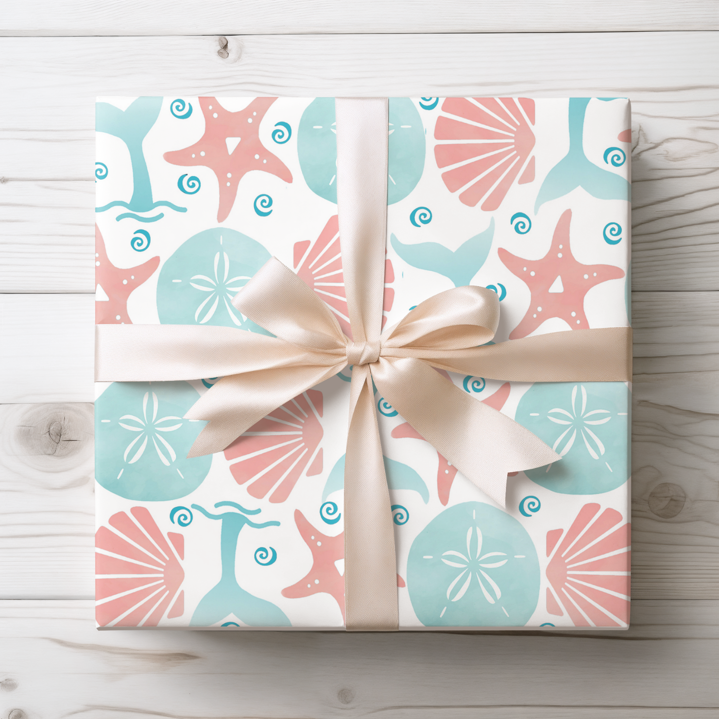 Seashell & Whale Tail Gift Wrap