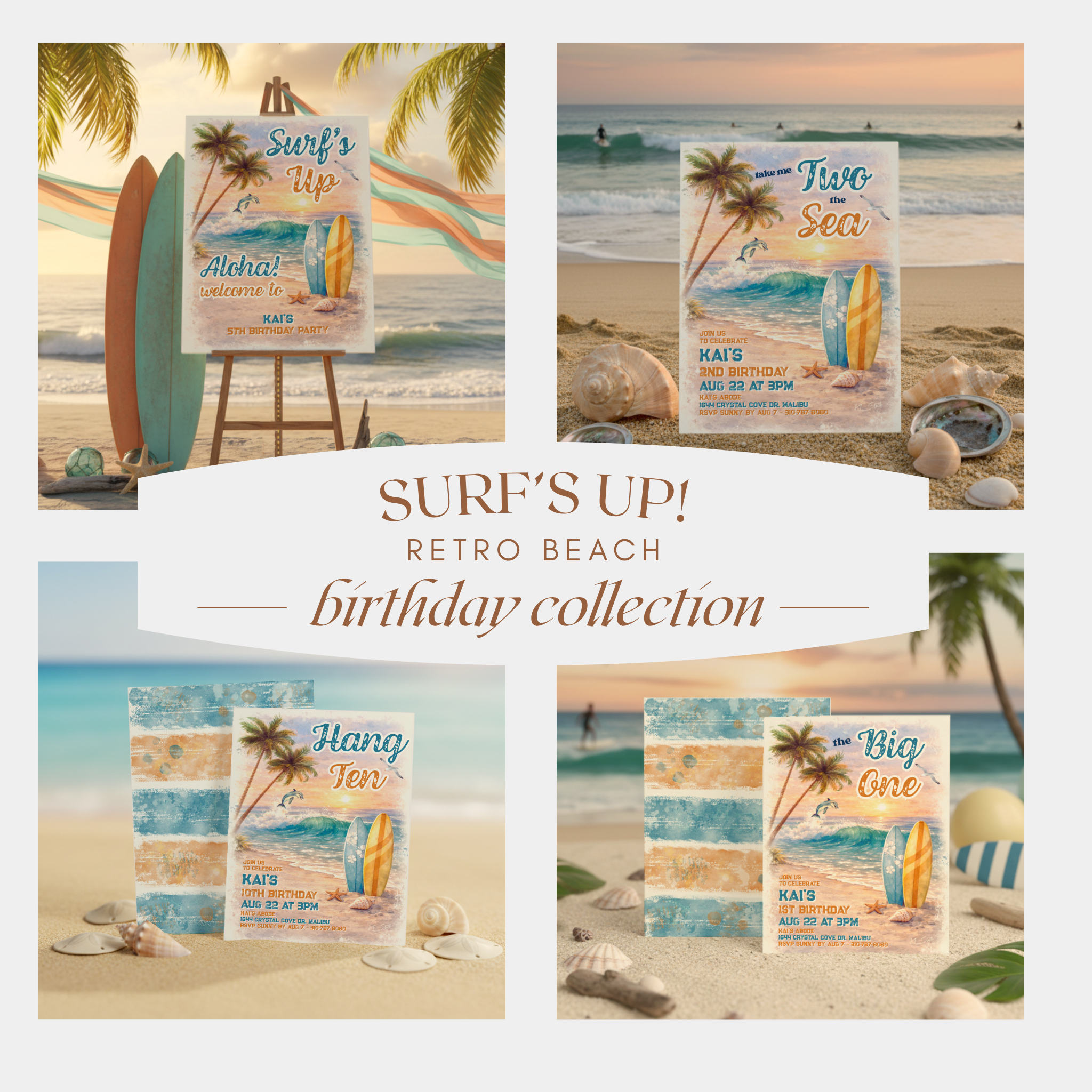 Surf’s Up Retro Beach Birthday Collection