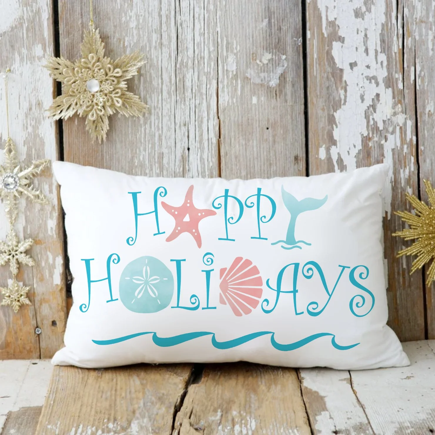 Coastal Christmas Pillow
