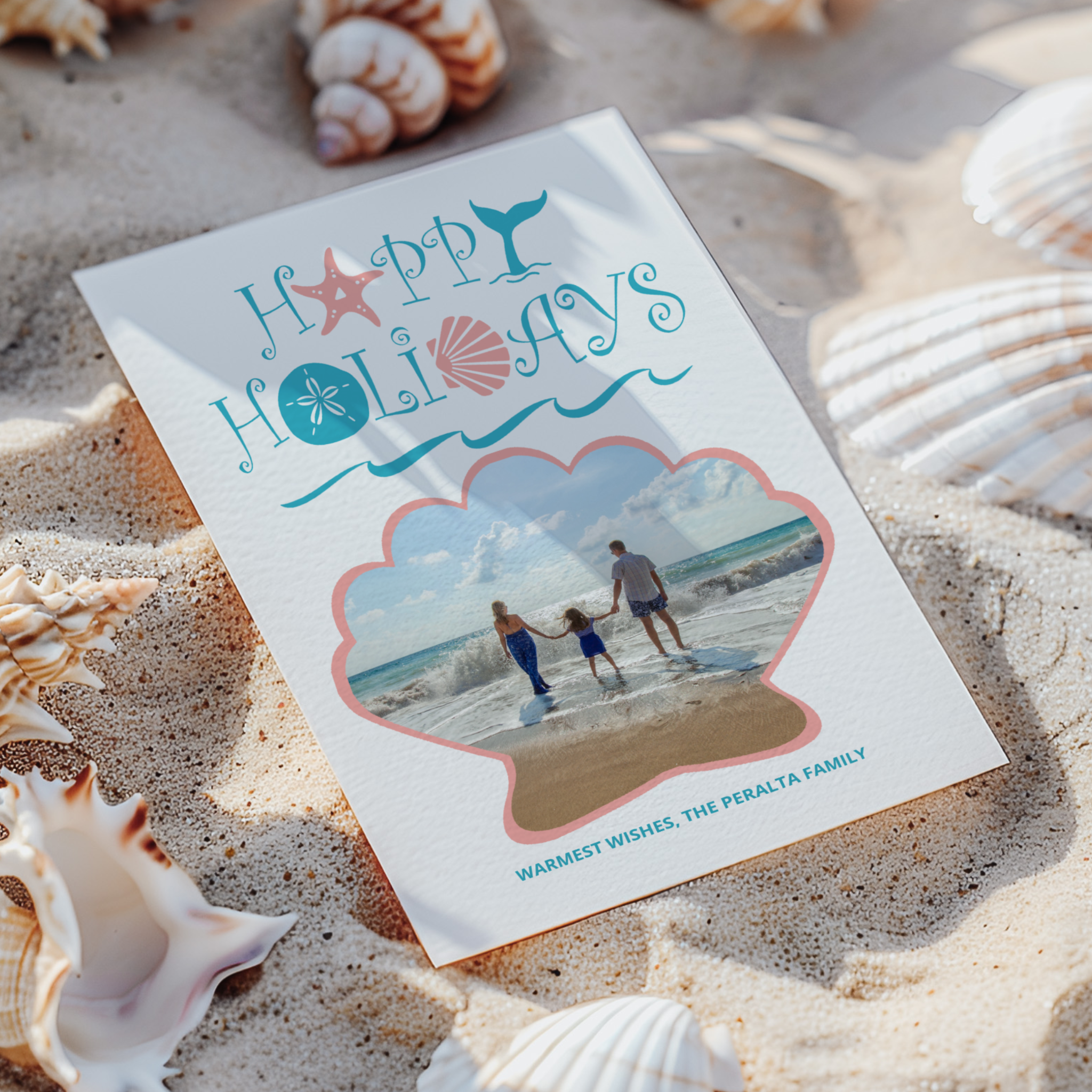 Seashell Custom Photo Christmas Card