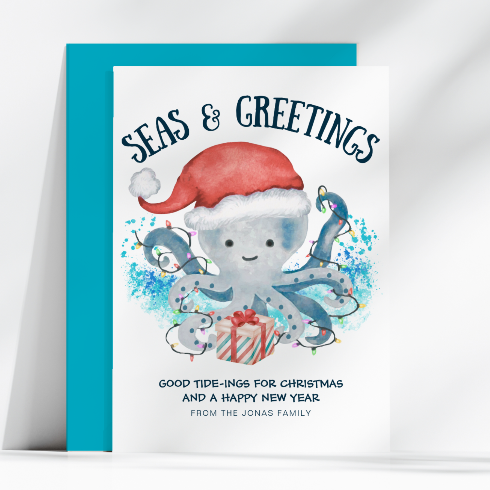 Seas & Greetings Octopus Santa Christmas Card 🐙🎁
