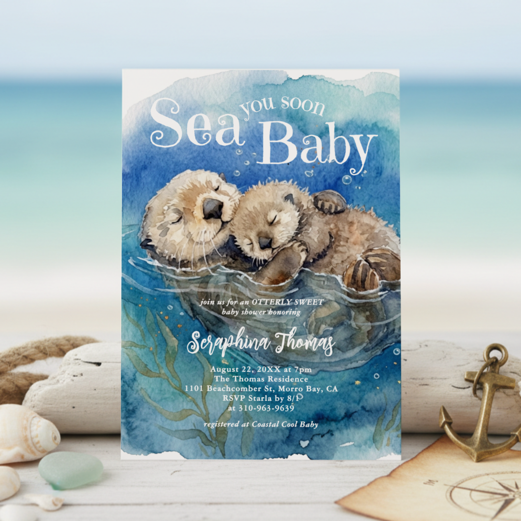 Sea You Soon Baby Shower Invitation | Sea Otters
