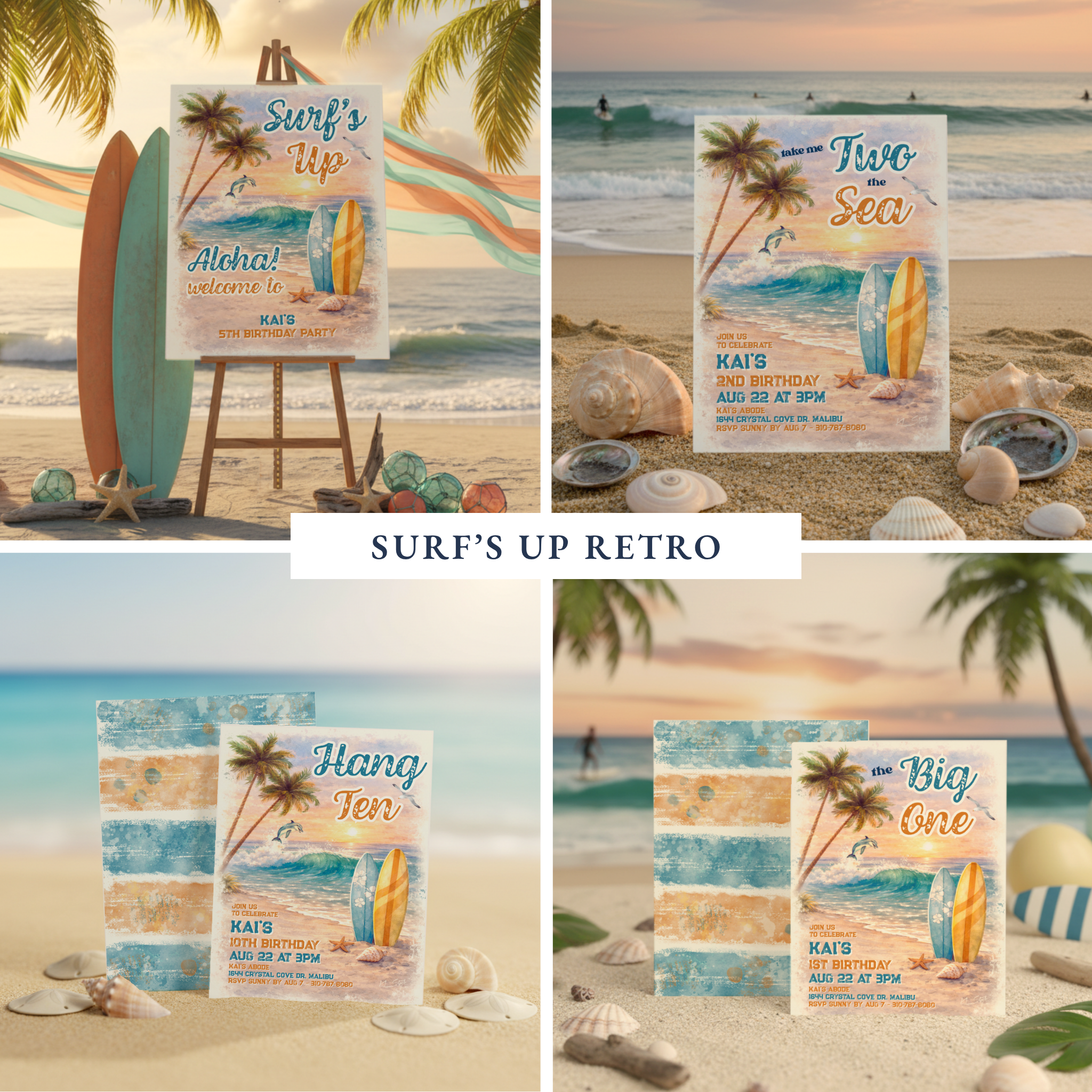 Surf’s Up Retro Beach Birthday Collection