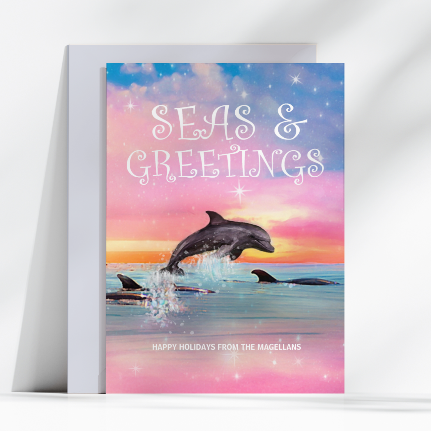 Seas & Greetings Dolphin Christmas Card