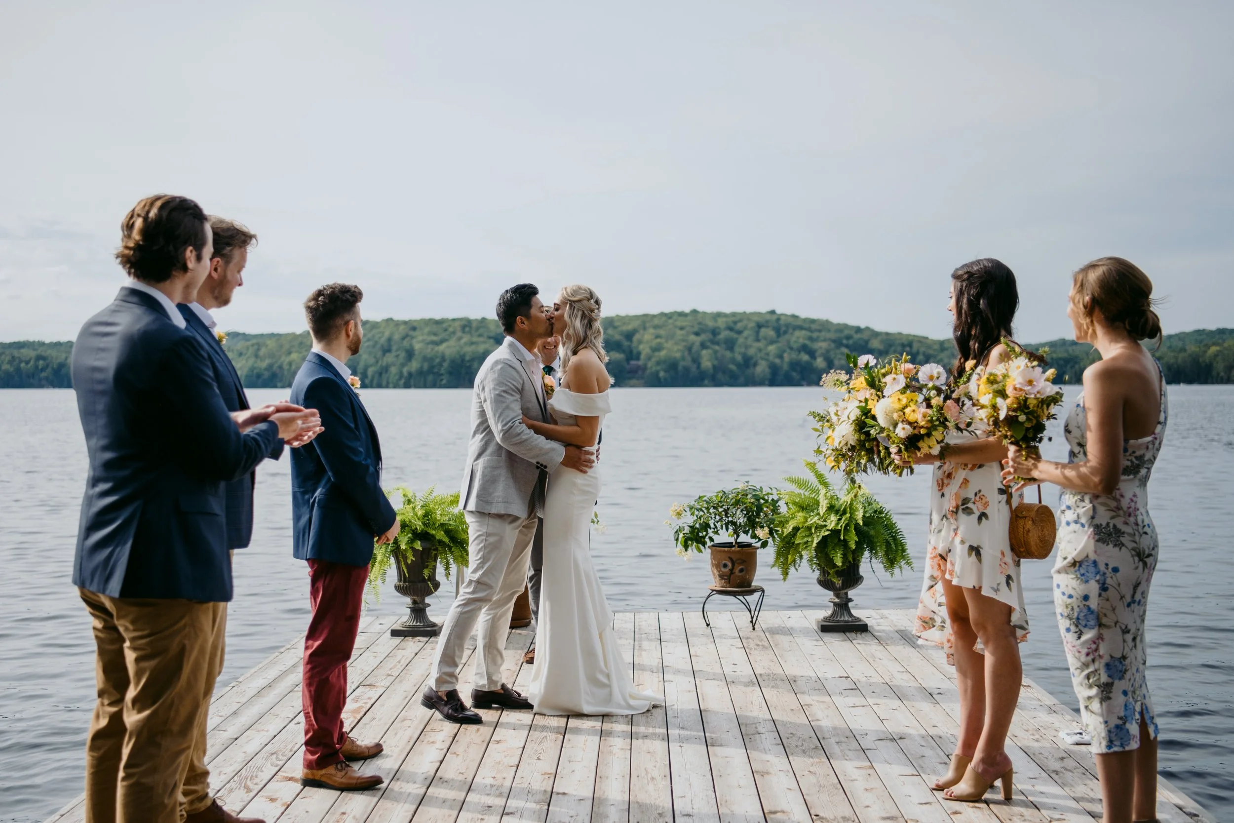  wedding ceremony on dock in muskoka 