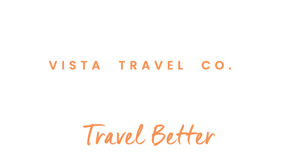 Logo for Vista Travel Co. with the slogan "Travel Better"