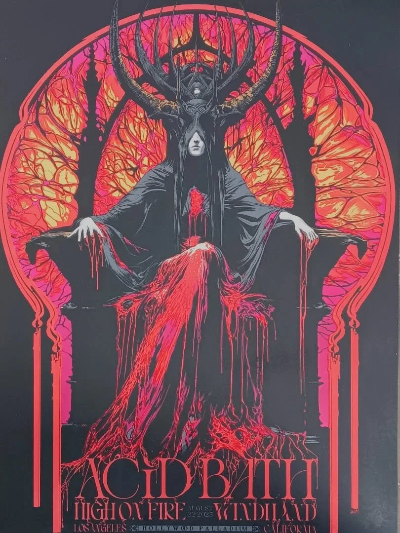 Latest poster for @acidbath.official 
Support: @highonfireband @windhand 
Illustrated by @artofhazmat 
Curated by @richiegoodtimes 
Printed by @mett.haggerty @mkultraink
