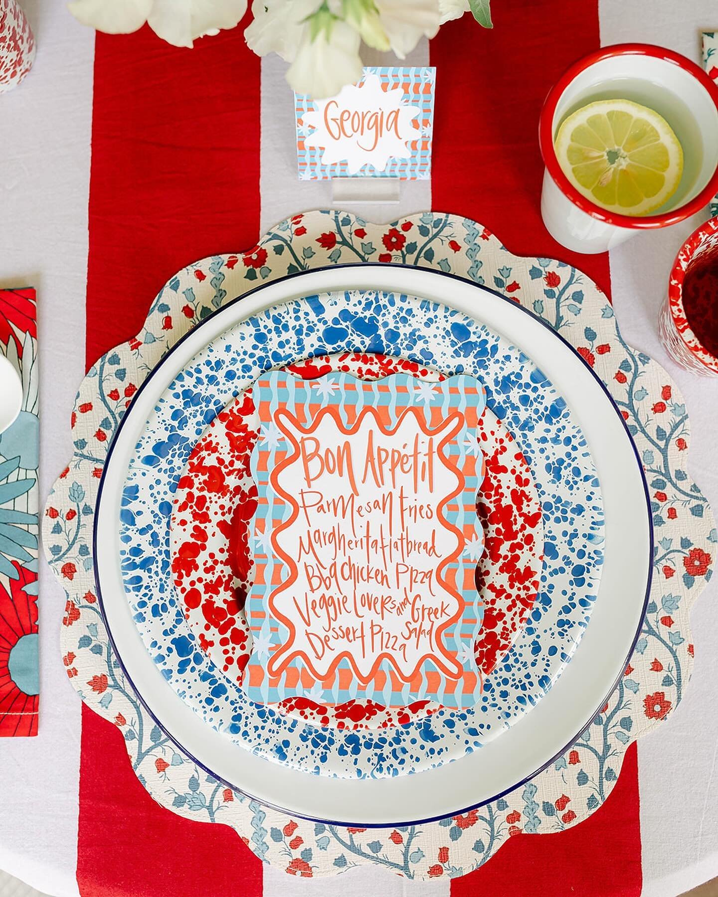Heading into Memorial Day Weekend with all the best red, white and blue! I love so much about this summer tablescape, and I&rsquo;ll share more about each vendor involved over the next few days. All of this would be perfect to use again for the 4th o