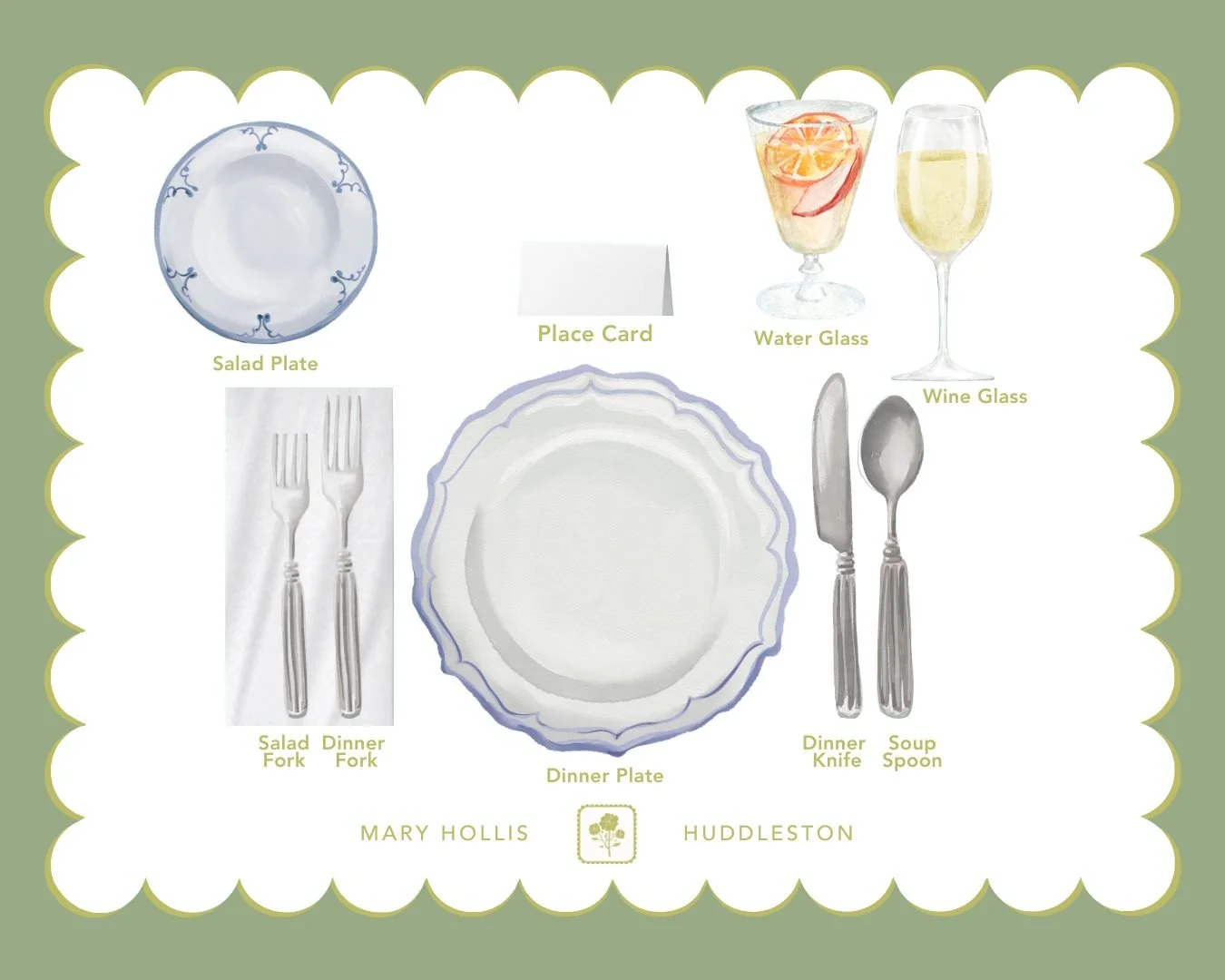 Place Settings & Buffet Layouts — Mary Hollis Huddleston