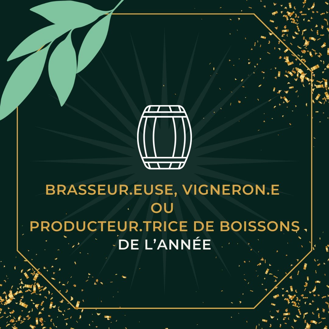 J-4 avant la fin du vote final! Dans la cat&eacute;gorie Brasseur.se, vigneron.ne ou producteur.trice de boissons de l&rsquo;ann&eacute;e, voici nos finalistes 2024:
- &Eacute;loi Deit, Brasserie Dunham 
- Fred Tremblay, Vignoble Camy
- Pascale Vaill