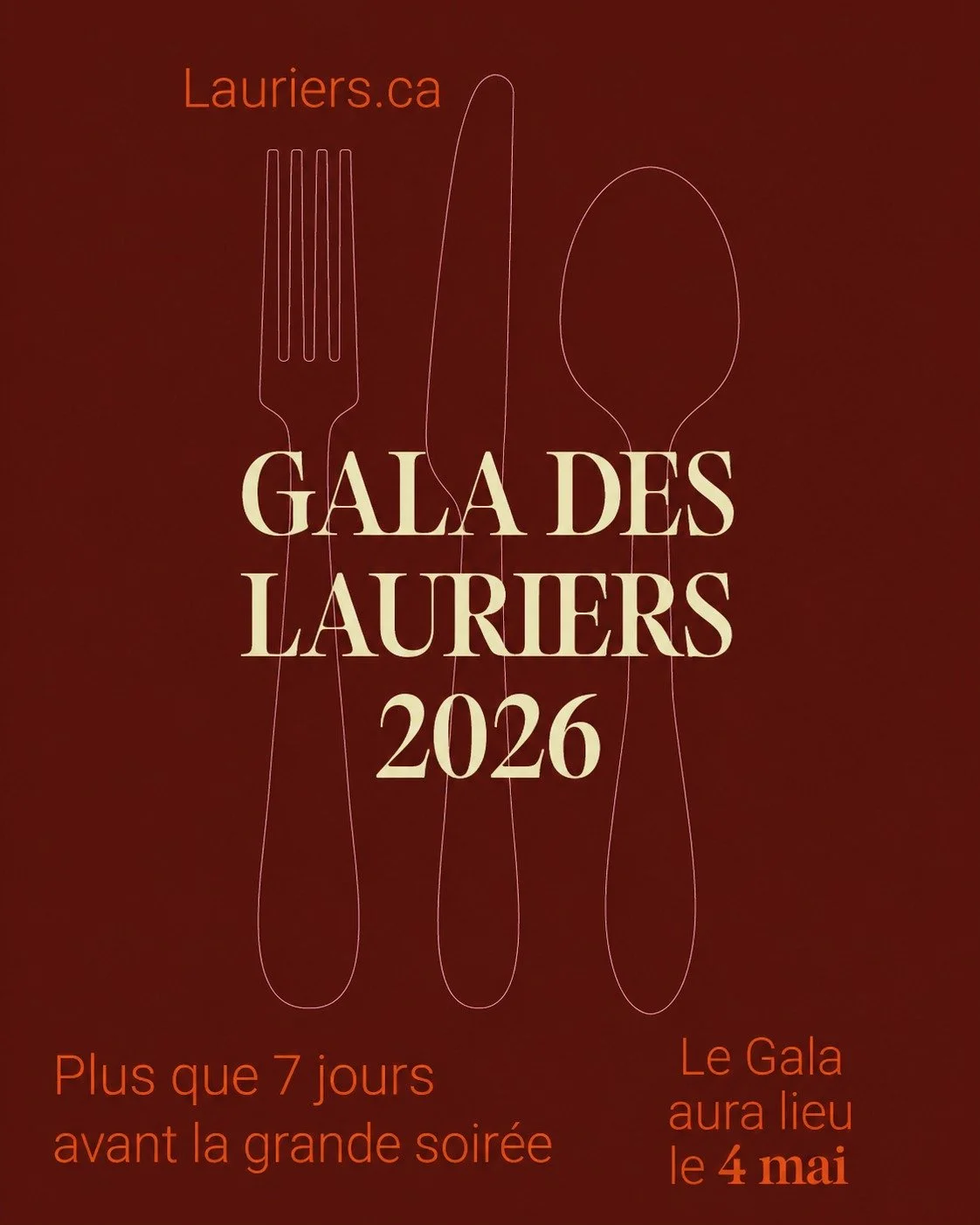 PLUS QU'UNE SEMAINE!🤩
Le Gala aura lieu lundi prochain. Il ne reste que 7 jours avant le jour J.
Avez-vous vos billets?
Vous ne voulez absolument pas manquer &ccedil;a.
👉www.lauriers.ca