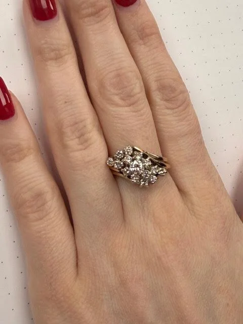 14K Yellow Gold Diamond Cluster Ring  (B943)