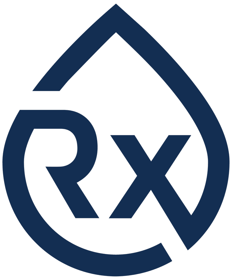Teardrop logo for Rx Plumbing & Drain.