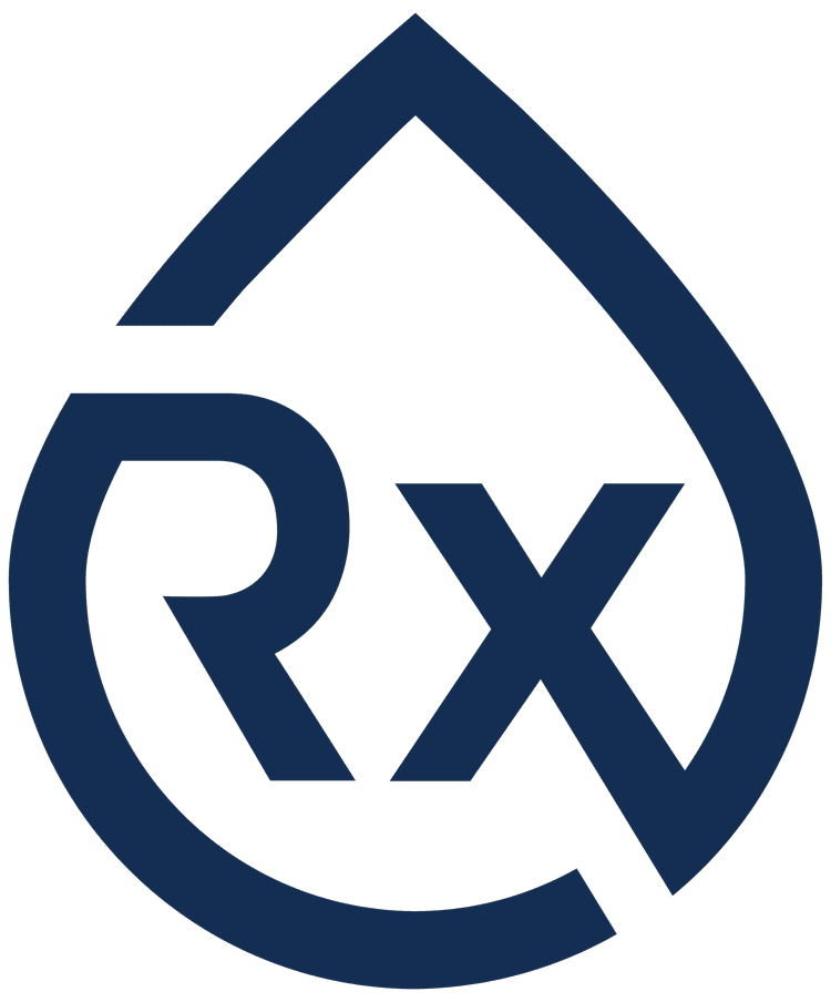 Teardrop logo for Rx Plumbing & Drain.