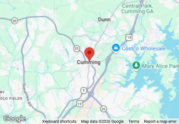 Map of Cumming, GA - one of the service areas for Rx Plumbing & Drain.