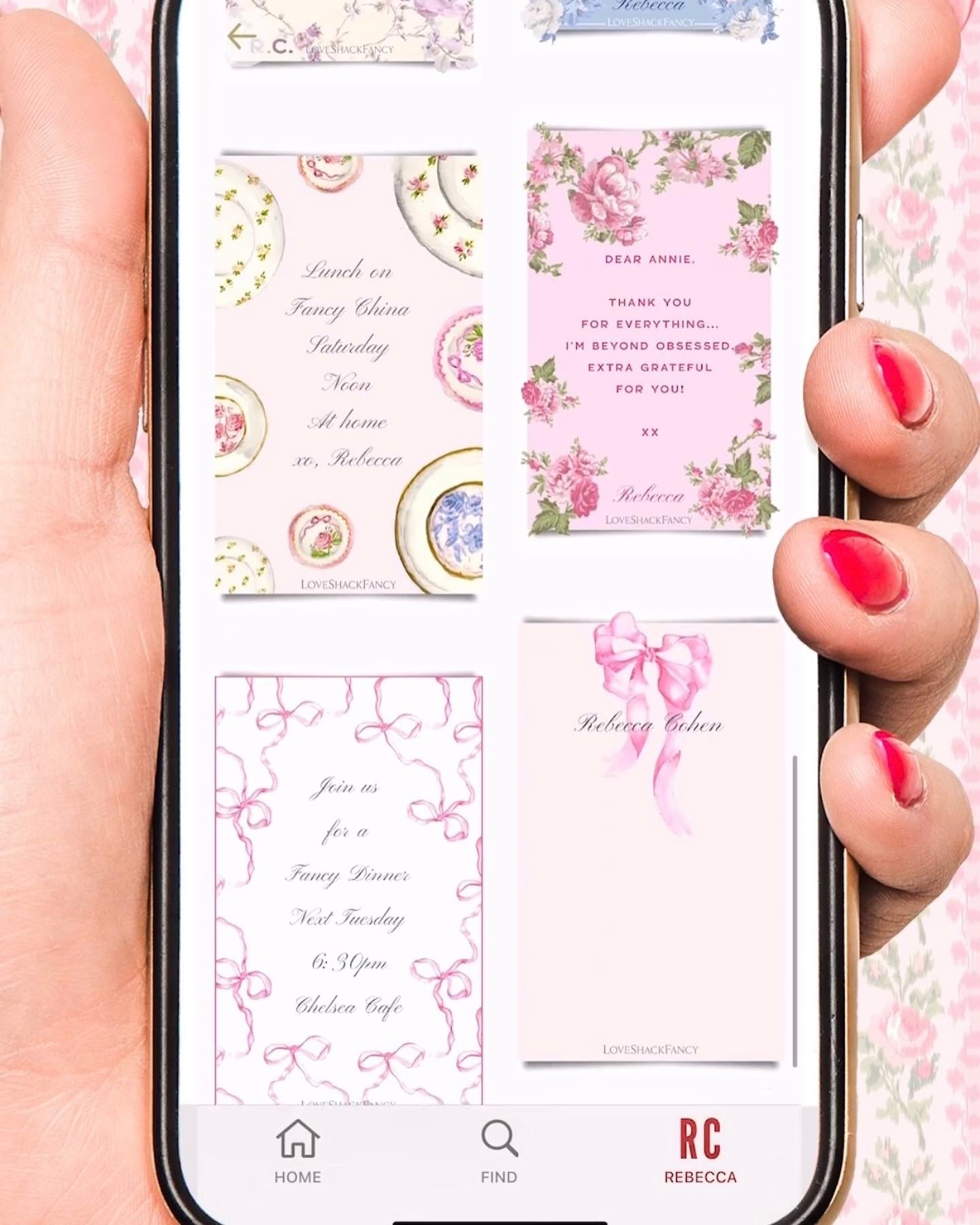 Hand-painted plate illustrations featured on HiNote app for LoveShackFancy x HiNote Collab 