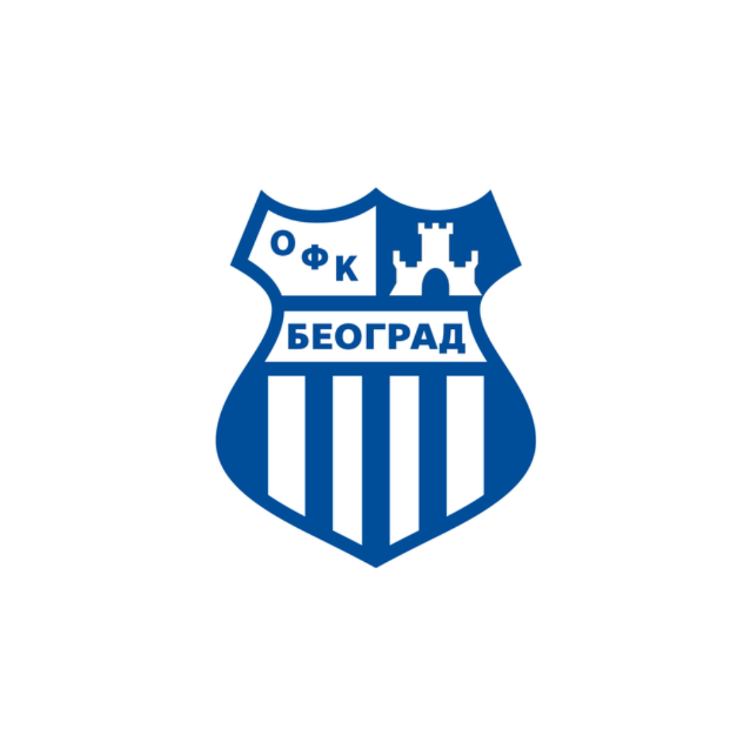 Blue and white sports club crest with a castle, the word "BEOGRAD," and Cyrillic letters "ОФК."