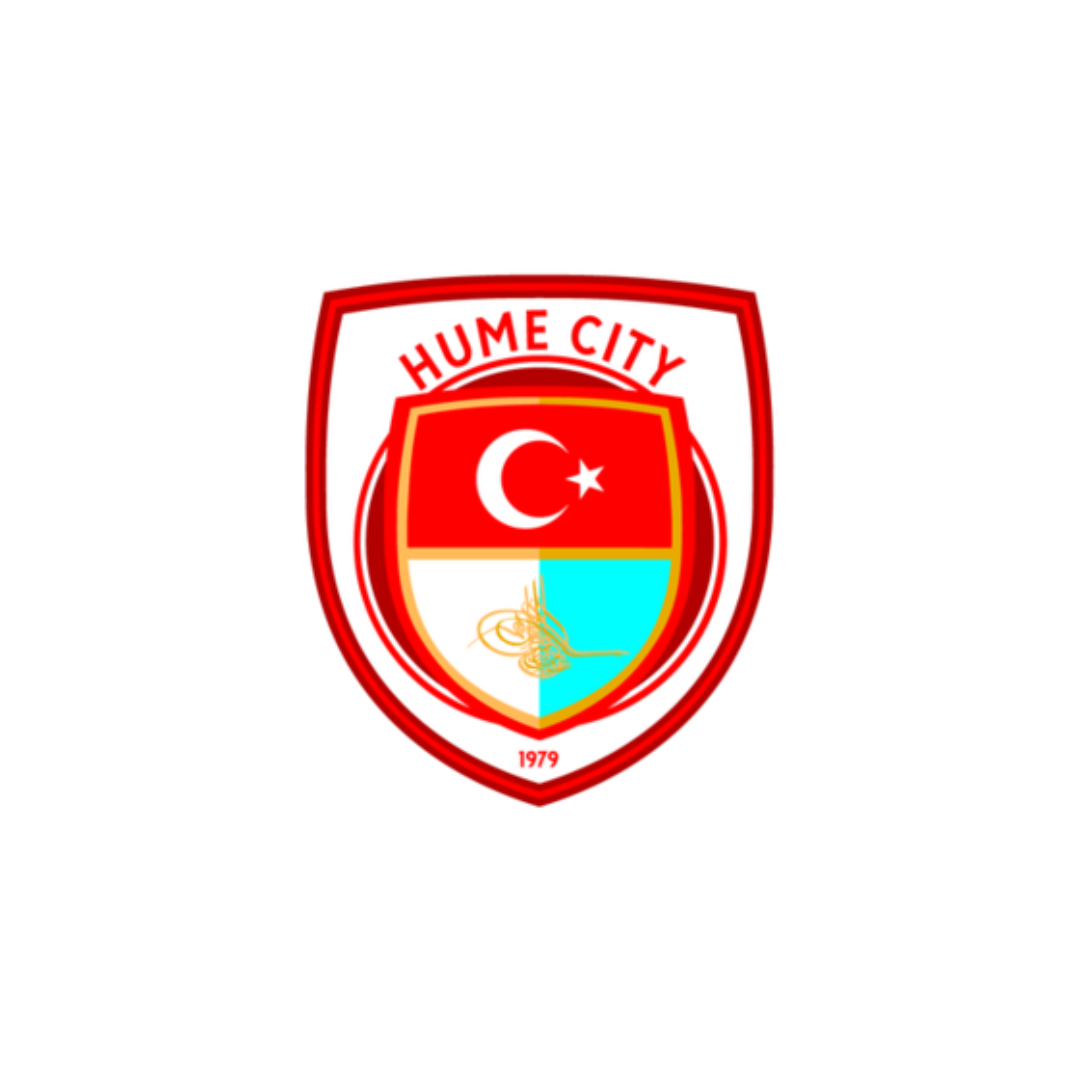 Hume City sports team or club emblem with a shield design, featuring the Turkish flag, a sailing ship, and the year 1979.