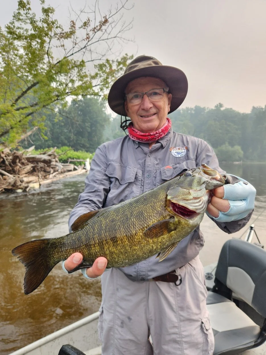 smallmouth bass. muskegon river smallmouth fishing. tailwater charters. newaygo michigan. fly fishing