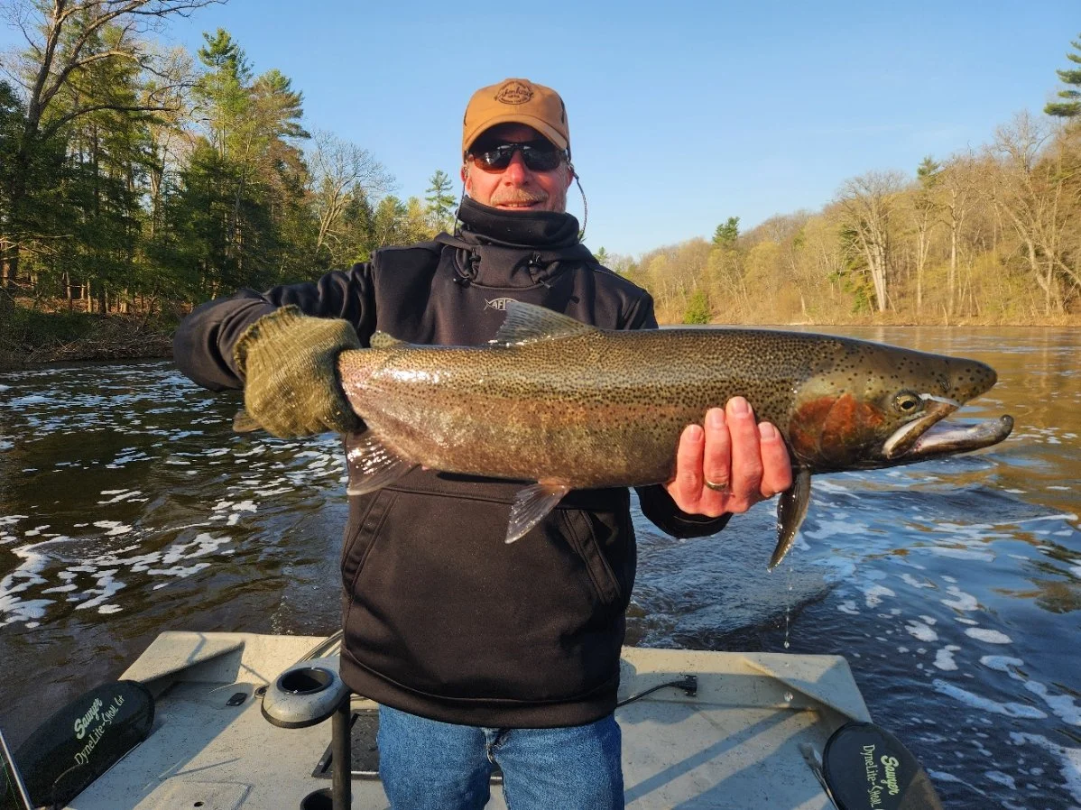 muskegon river steelhead. tailwater charters. float fishing. fly fishing steelhead. newaygo michigan