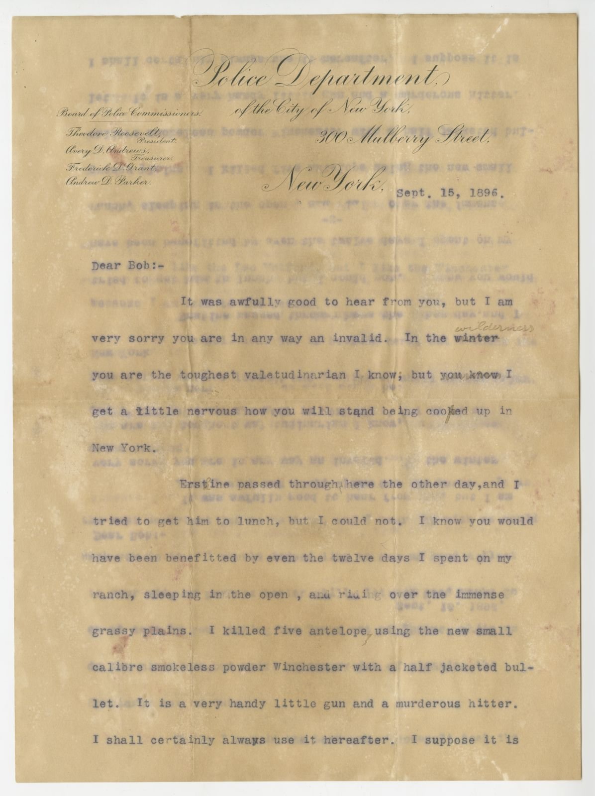 Theodore Roosevelt recently visited the ranch and had success hunting with a new Winchester rifle.