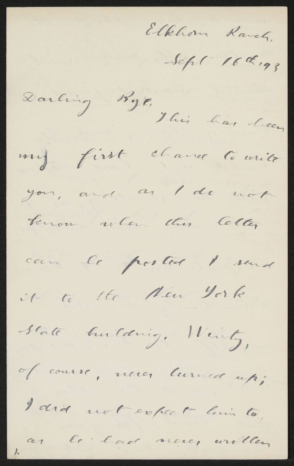 Theodore Roosevelt writes to his sister Anna Roosevelt about the state of things at his Dakota ranch. He has been doing some hunting, but is very concerned about the recent drought and the effect it will have on the cattle.