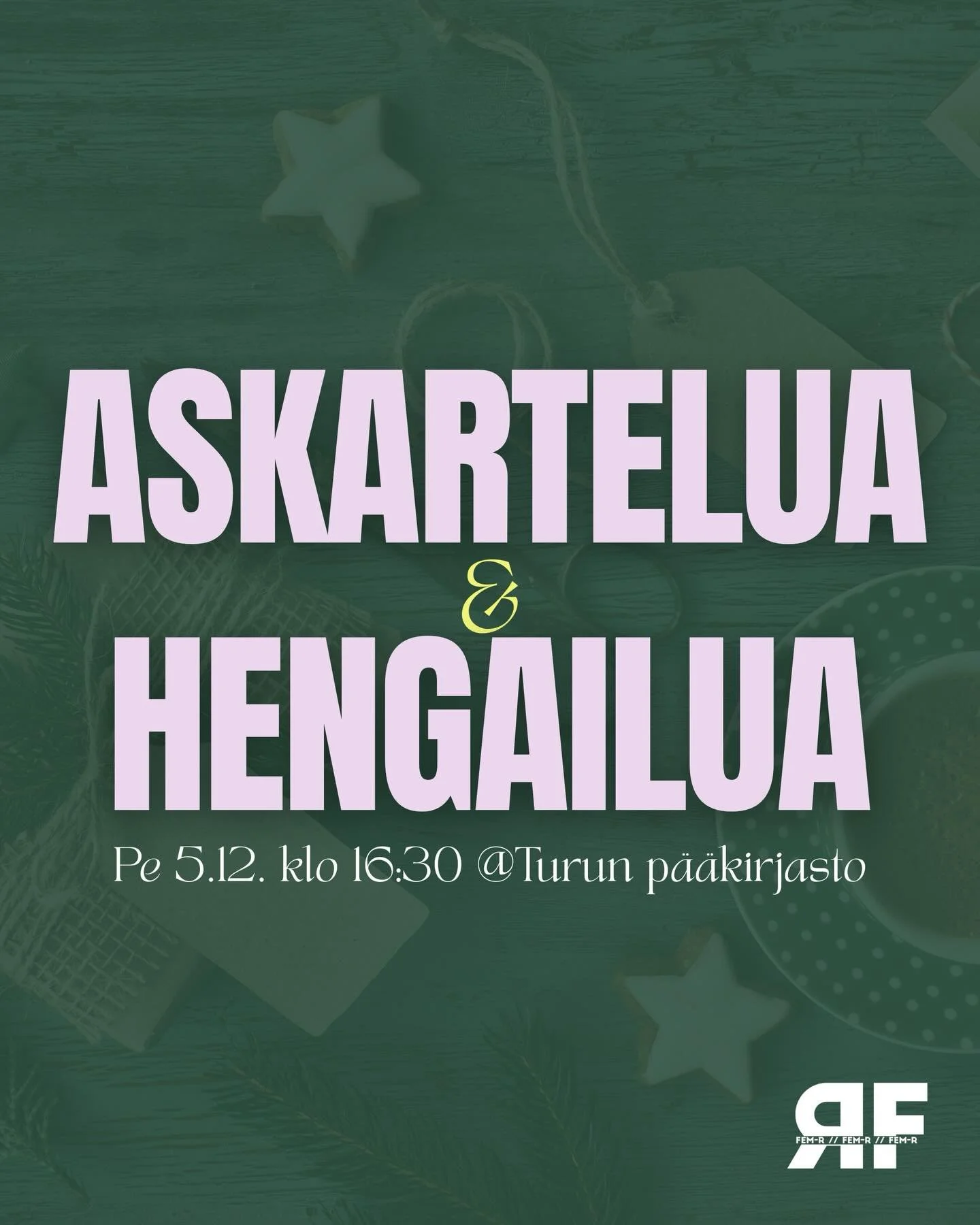 Askartelua ja hengailua Turussa! 💫
N&auml;hd&auml;&auml;n Turun p&auml;&auml;kirjaston tilassa &rdquo;kokoustila 2&rdquo; kahvila Siriuksen yl&auml;puolella. Tilaisuus on kaikille j&auml;senillemme, ei vain BIPOC-j&auml;senille.
Saat tulla oman k&au