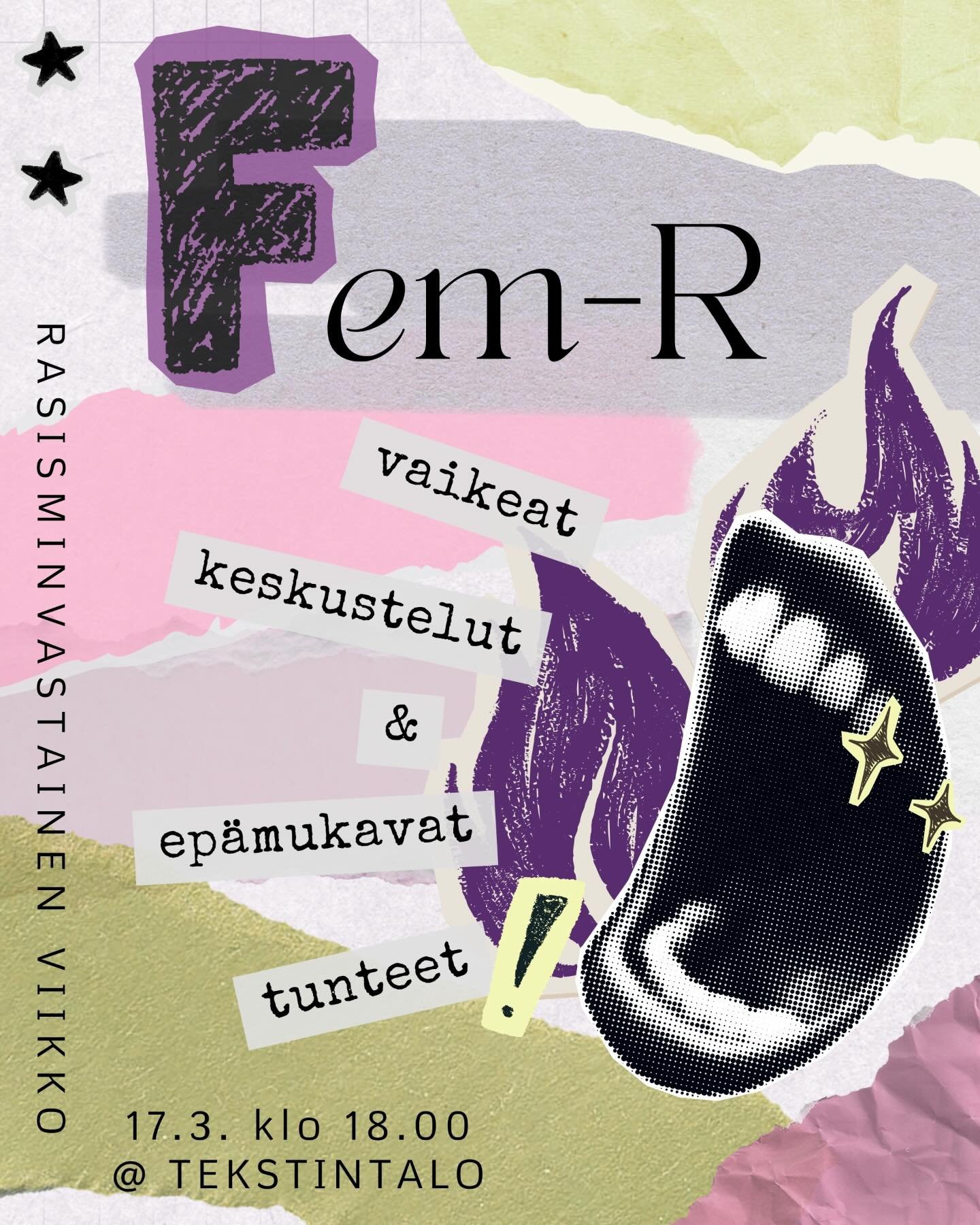 Fem-R jatkaa hienoa perinnett&auml; j&auml;rjest&auml;&auml; syntym&auml;p&auml;iv&auml;viikollaan j&auml;senilleen ja muille antirasismista kiinnostuneille tapahtumailta. T&auml;n&auml; vuonna jatkamme keskustelua antirasismin sis&auml;isist&auml; h