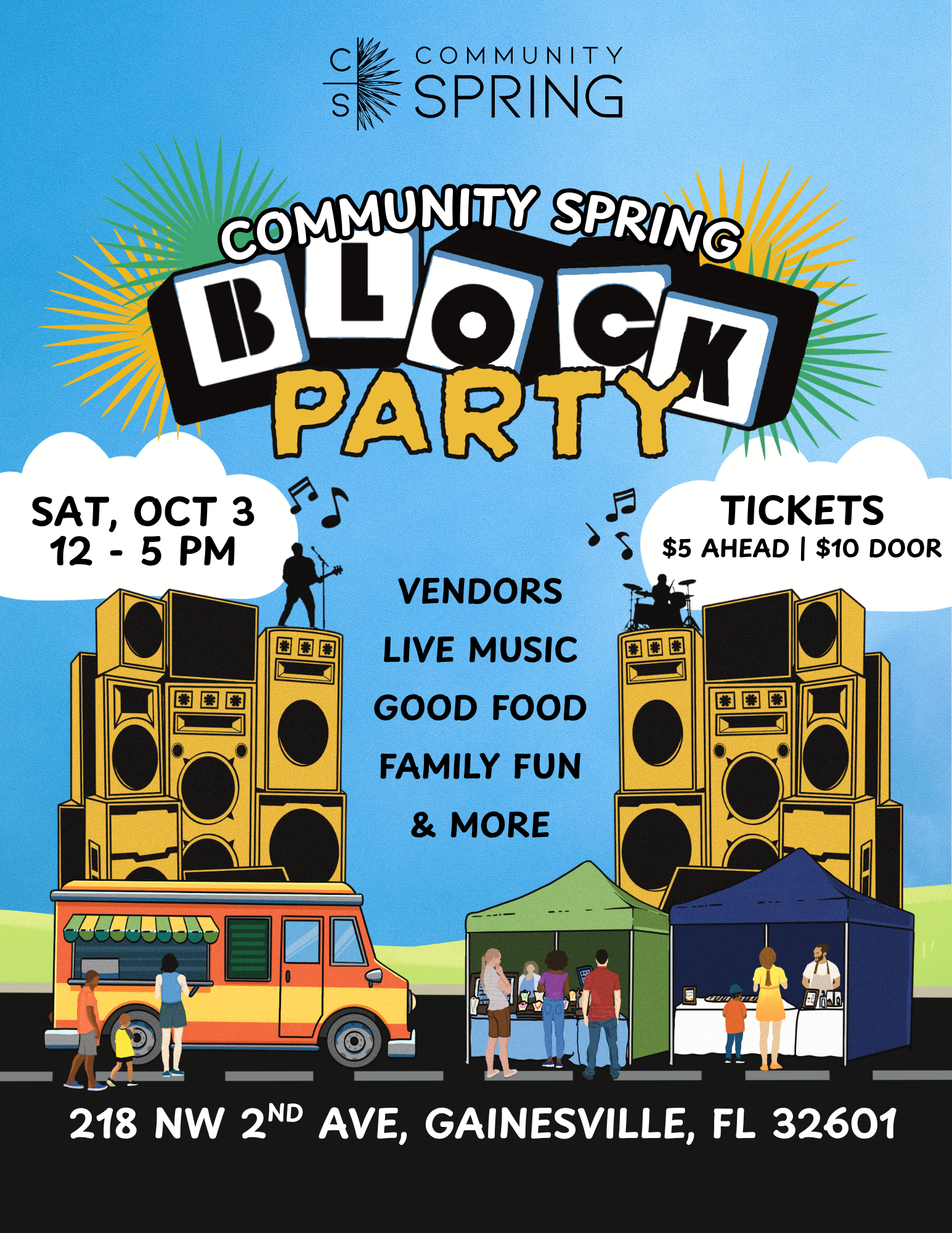 Community Spring Block Party Flyer.