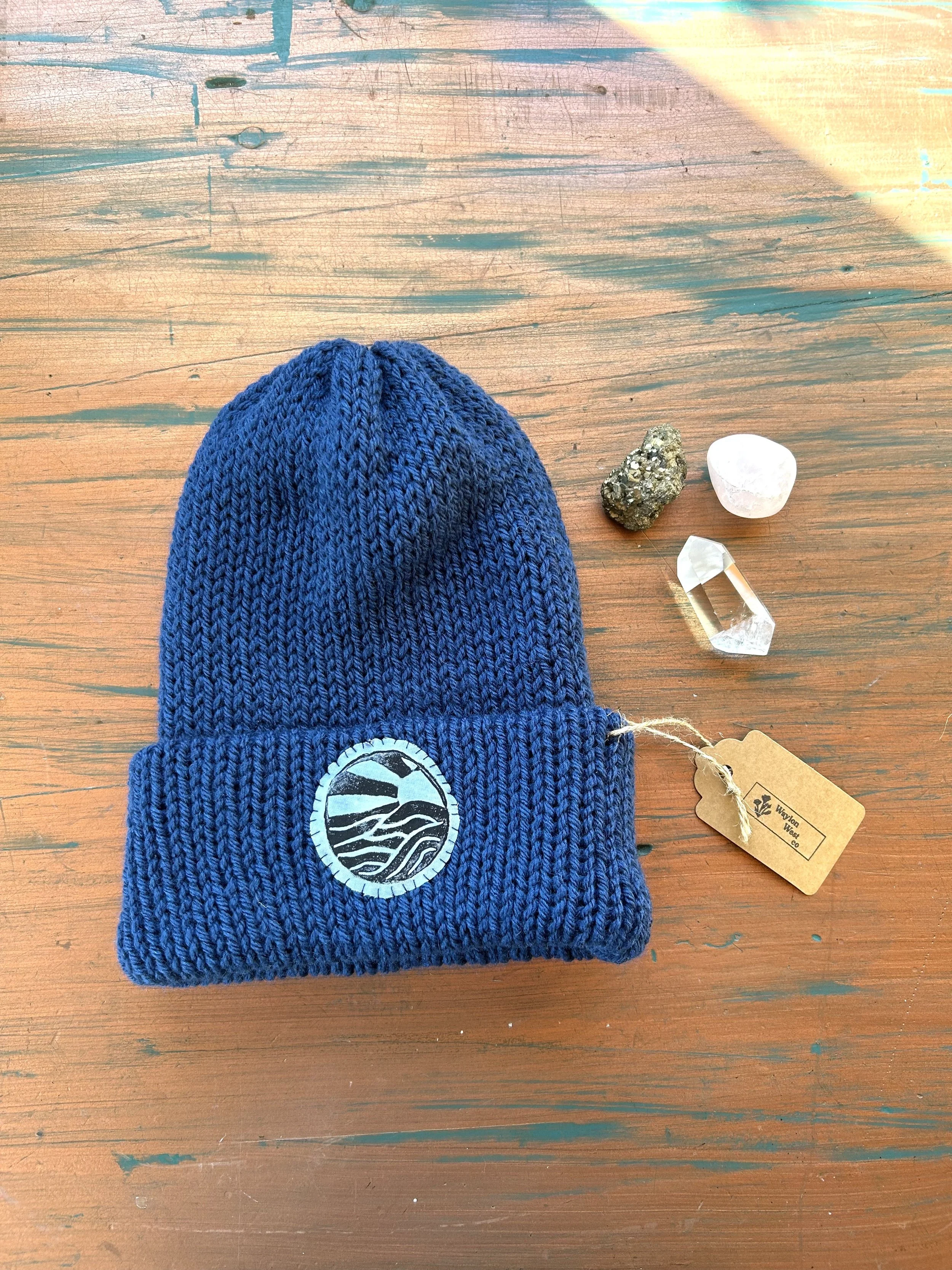 Lapis Beanie with Wave Patch