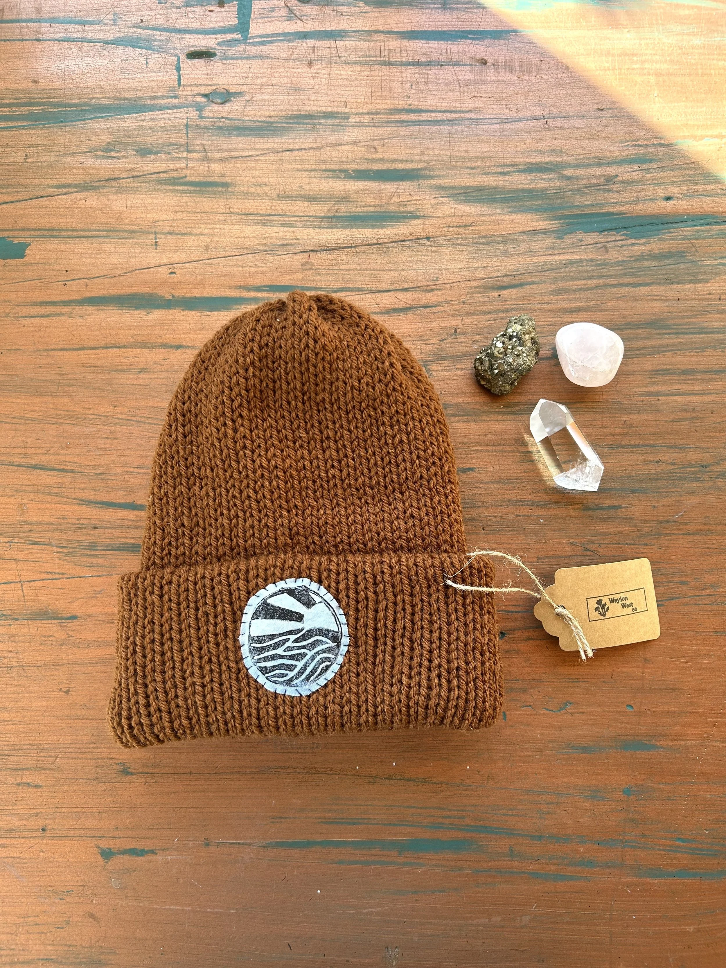 Umber Beanie with Wave Patch