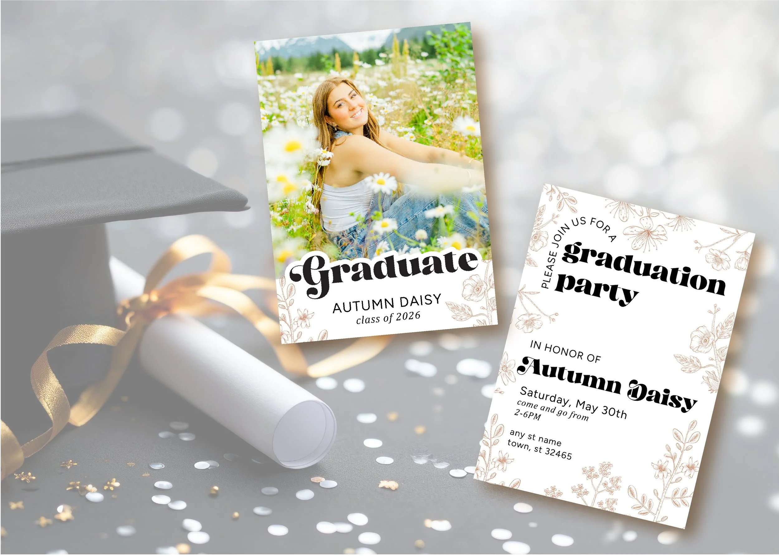 Floral Graduation Invite