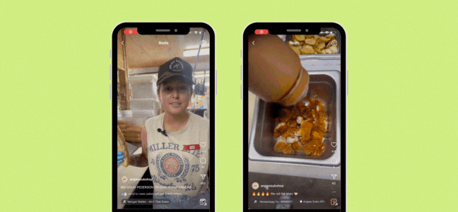 angies subs restaurant social media marketing jacksonville iphone with instagram reels behind the scenes food preparation