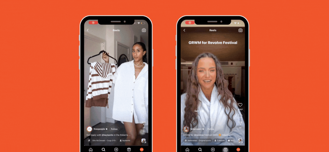 grwm get ready with me instagram reels promoting clothing brands with ugc content influencer brand partnerships helenowen revolve freepeople