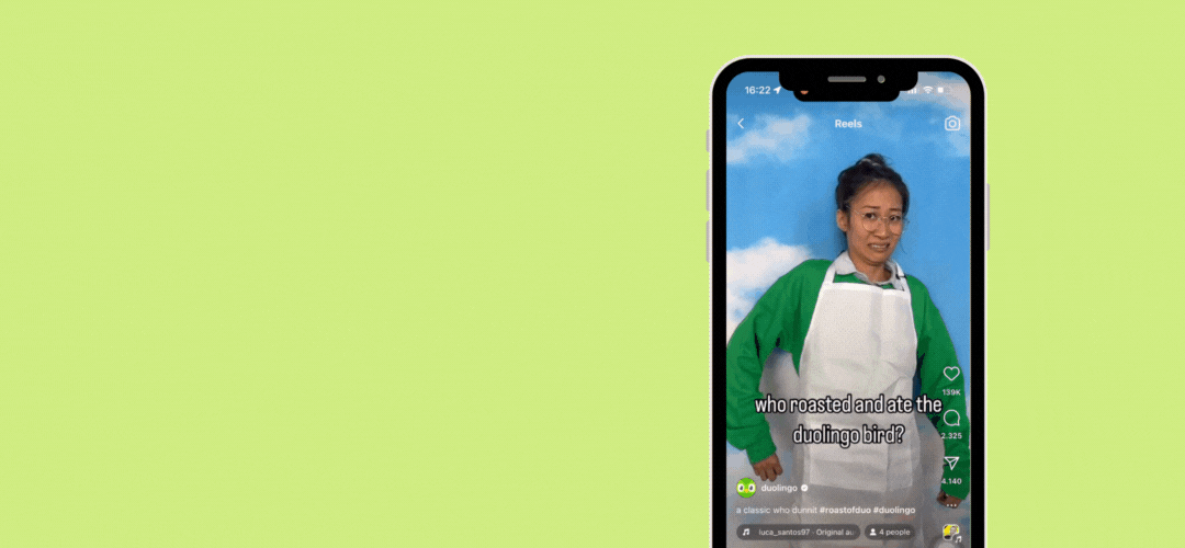 unusual social media content ideas for ecommerce businesses language learning app duolingo unhinged instagram reel who roasted and ate the duolingo bird