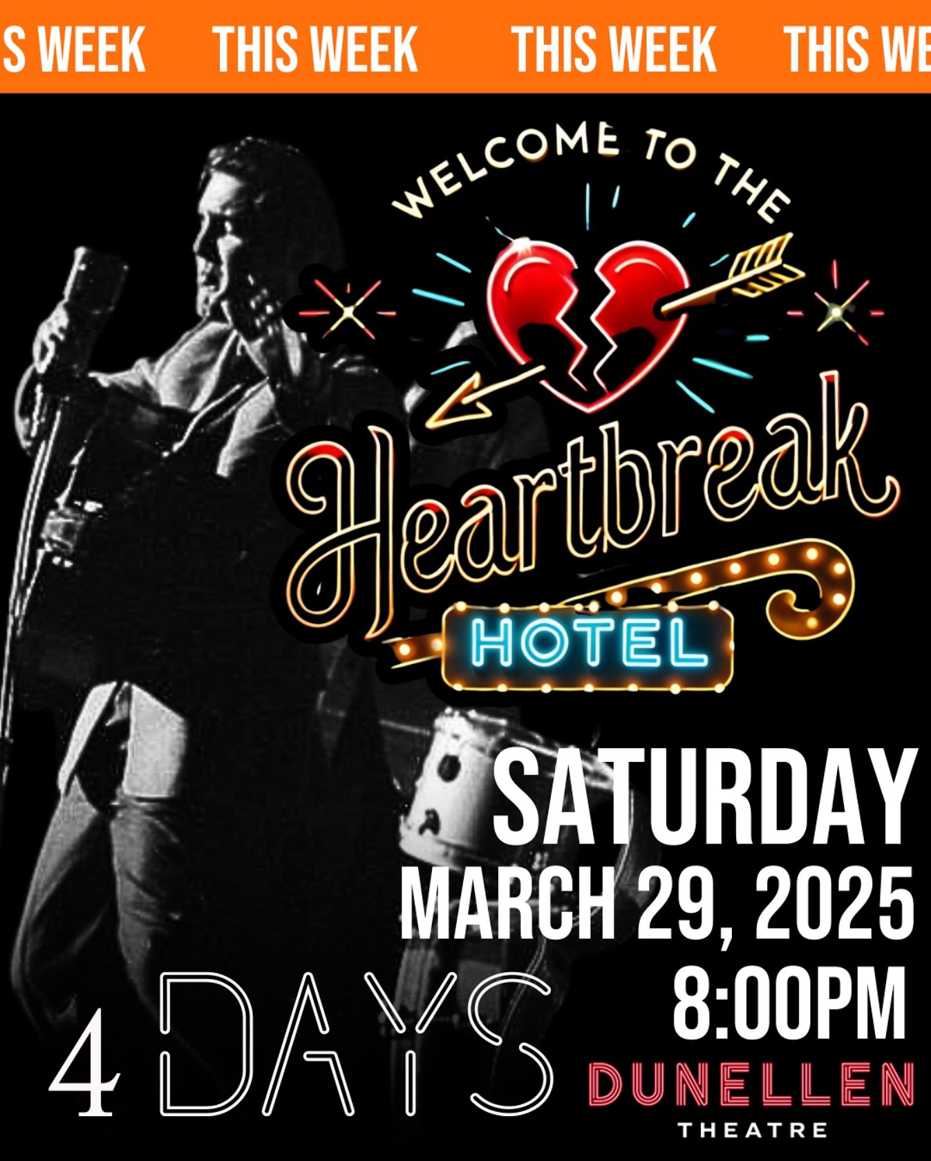 Get ready to rock &lsquo;n&rsquo; roll! 

Tickets are selling fast for &ldquo;Welcome to the Heartbreak Hotel&rdquo; presented by The Actors Studio of New Jersey at Dunellen Theatre on March 29th! This electrifying tribute to Elvis Presley features a