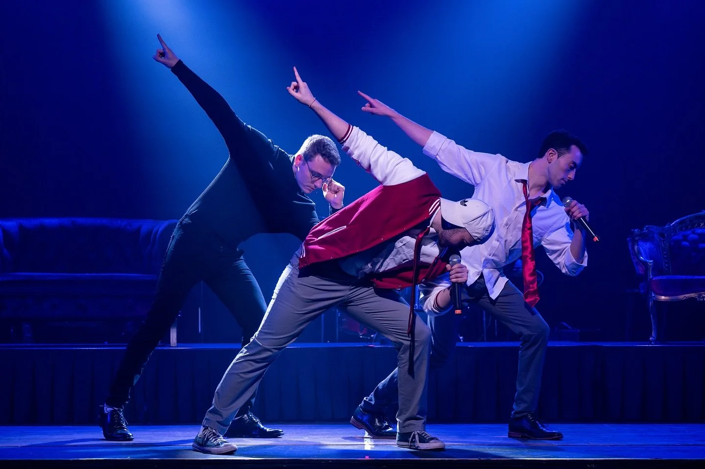 Darrien Wilcox (as Greg McConnell,) Matthew Green (as Blaine Tuttle.) and Jacob Covert (as Sebastian Valmont) perform Bye Bye Bye in Cruel Intentions: The 90&rsquo;s Musical. Photography by @shawnsalleyphotography