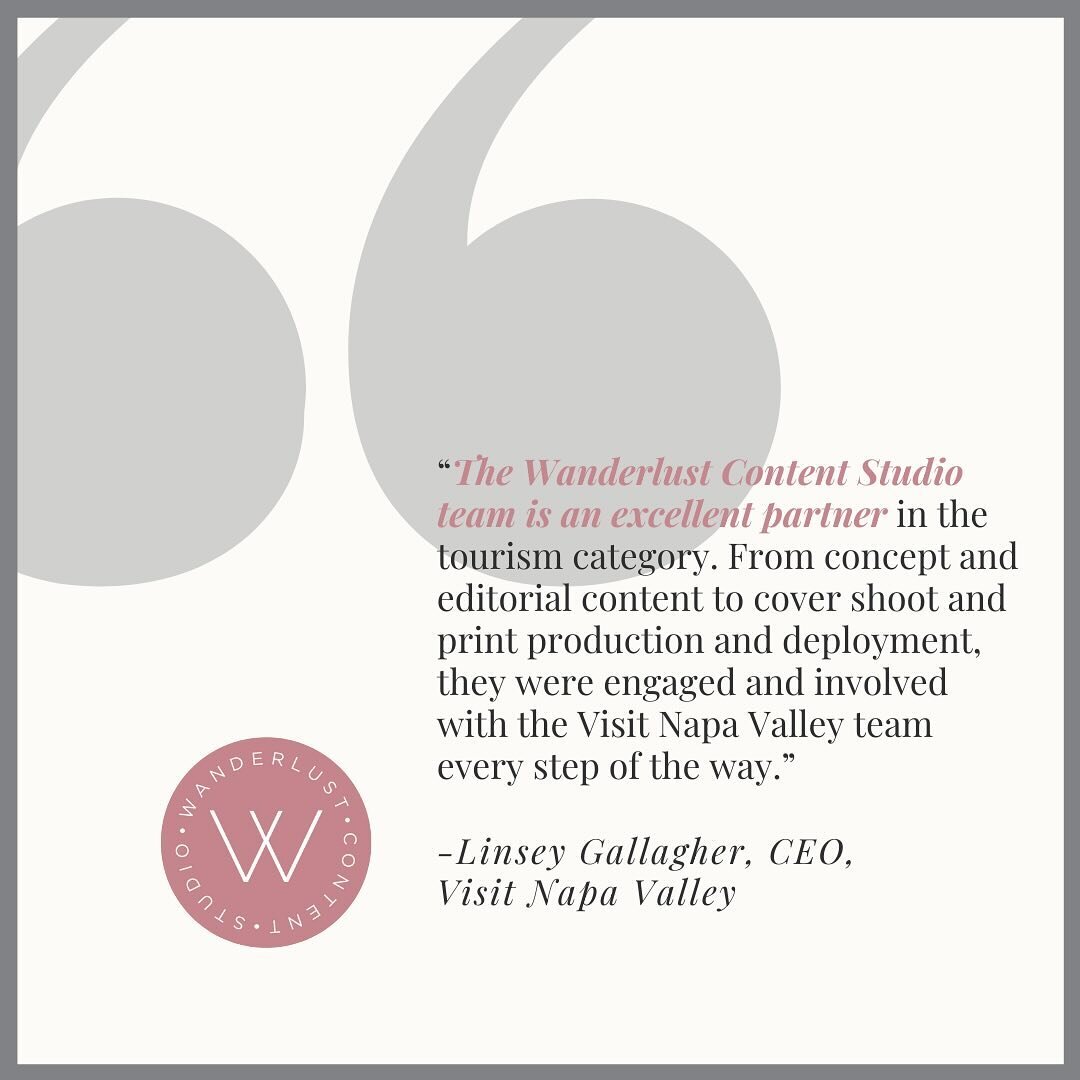 Above all else, we value our strong client relationships. Thank you @visitnapavalley for the kind words and partnership! 🥂
.
.
.
#testimonial #testimonialtuesday #client #napavalley #creativestudio #publisher #publishing #tourism #california