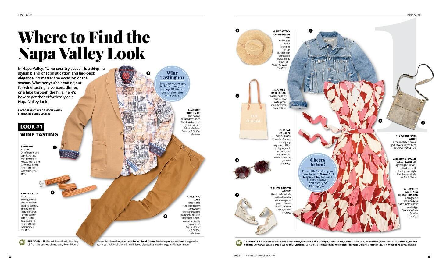 What to wear in @visitnapavalley? We&rsquo;ve got you covered! Our 2024 Visitor Magazine Style Guide offers curated mens and women&rsquo;s looks for wine tasting, live music, and outdoor adventure. Find more at link in bio. 🛍️ 

📸 @bobmc 
Styling: 