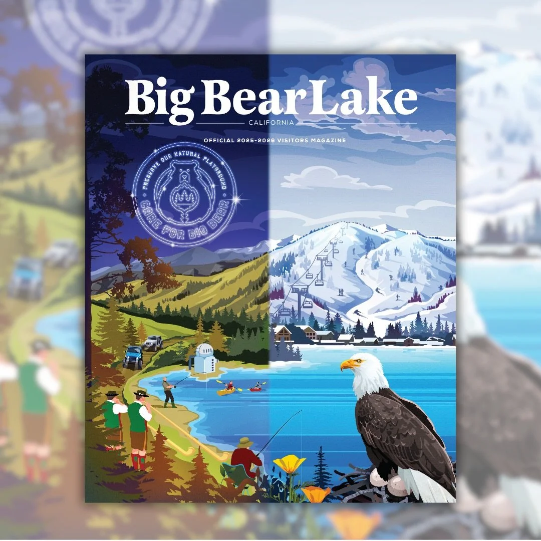 It&rsquo;s time to hit the slopes &mdash; the winter issue of the 2025/2026 @visitbigbear Visitor Magazine is here! ⛷️Visit link in bio for more. 
.
.
.
#visitbigbear #bigbear #bigbearlake #visitcalifornia #illustration #magazinecover #madeinbigbear